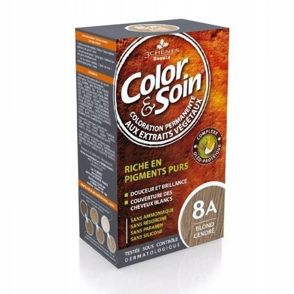 Langanhaltendes Haarfärbemittel ohne aggressive Substanzen Color&amp;Soin Nr. 8A, aschblonde Farbe 135 ml 