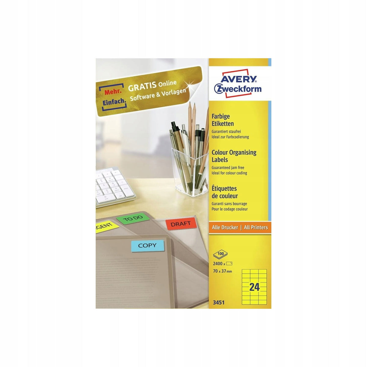 COLORED LABELS. YELLOW 70X37 2400 PCS Packaging status original