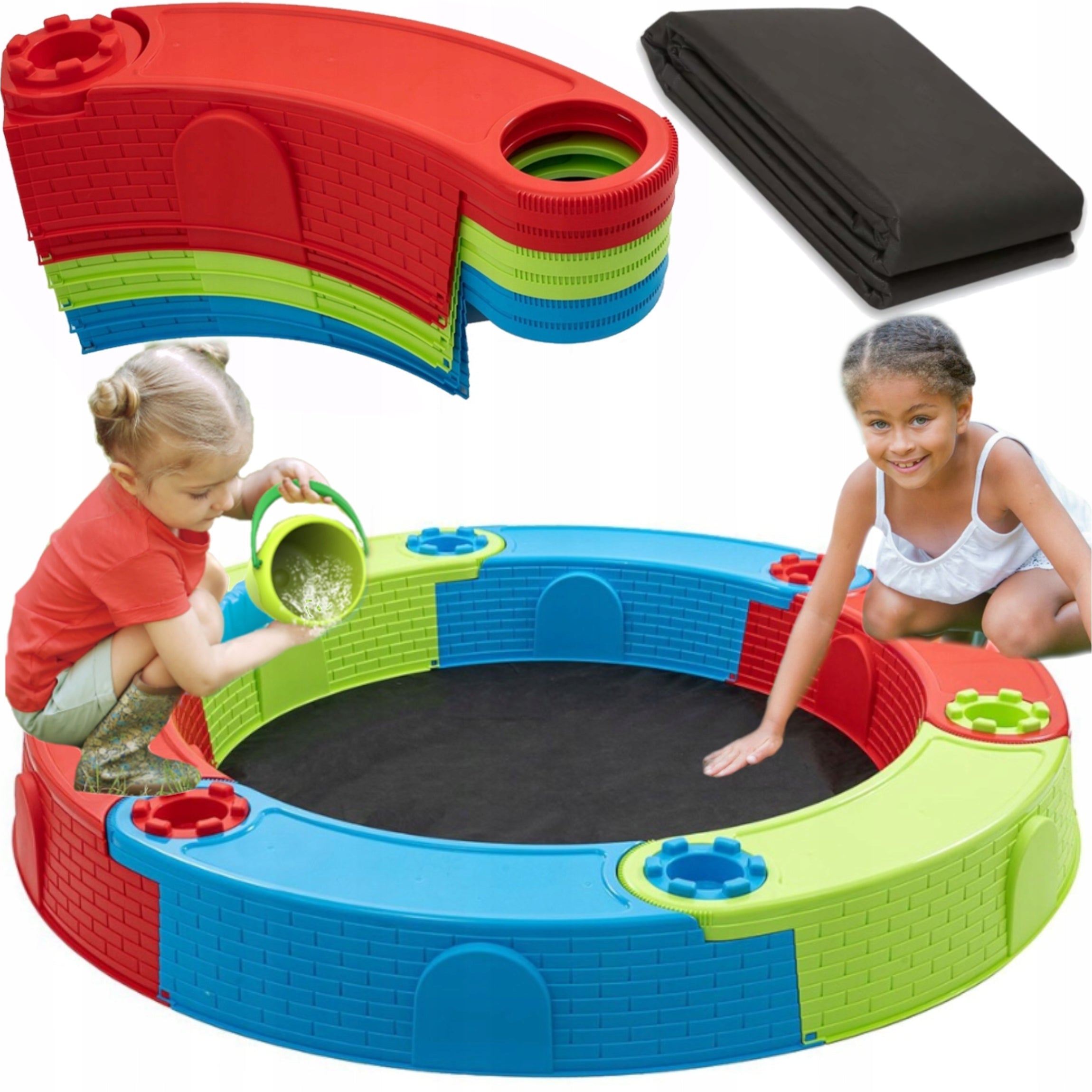 COLORFUL FOLDING SANDBOX WITH SAND MAT 170CM LARGE
