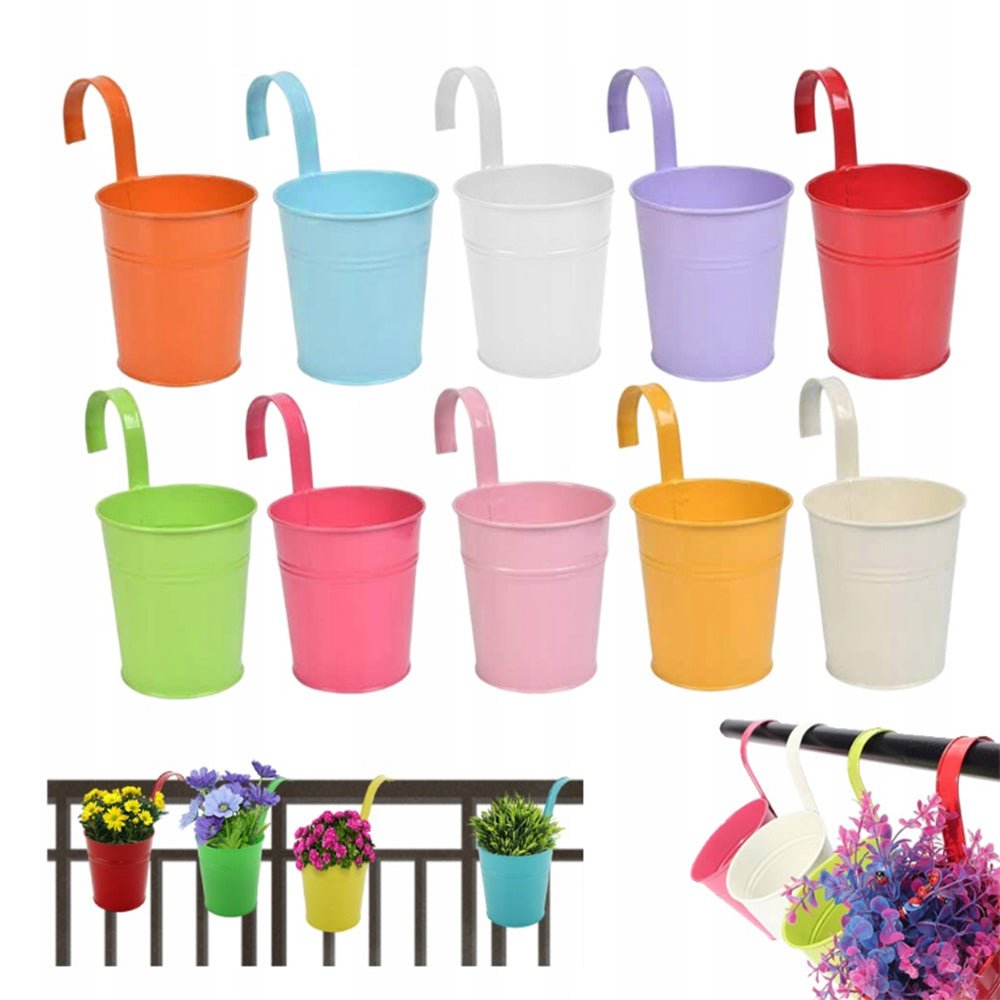 COLORFUL IRON HANGING POT BUCKET WITH DETACHABLE HOOK 10 PIECES Packaging status original