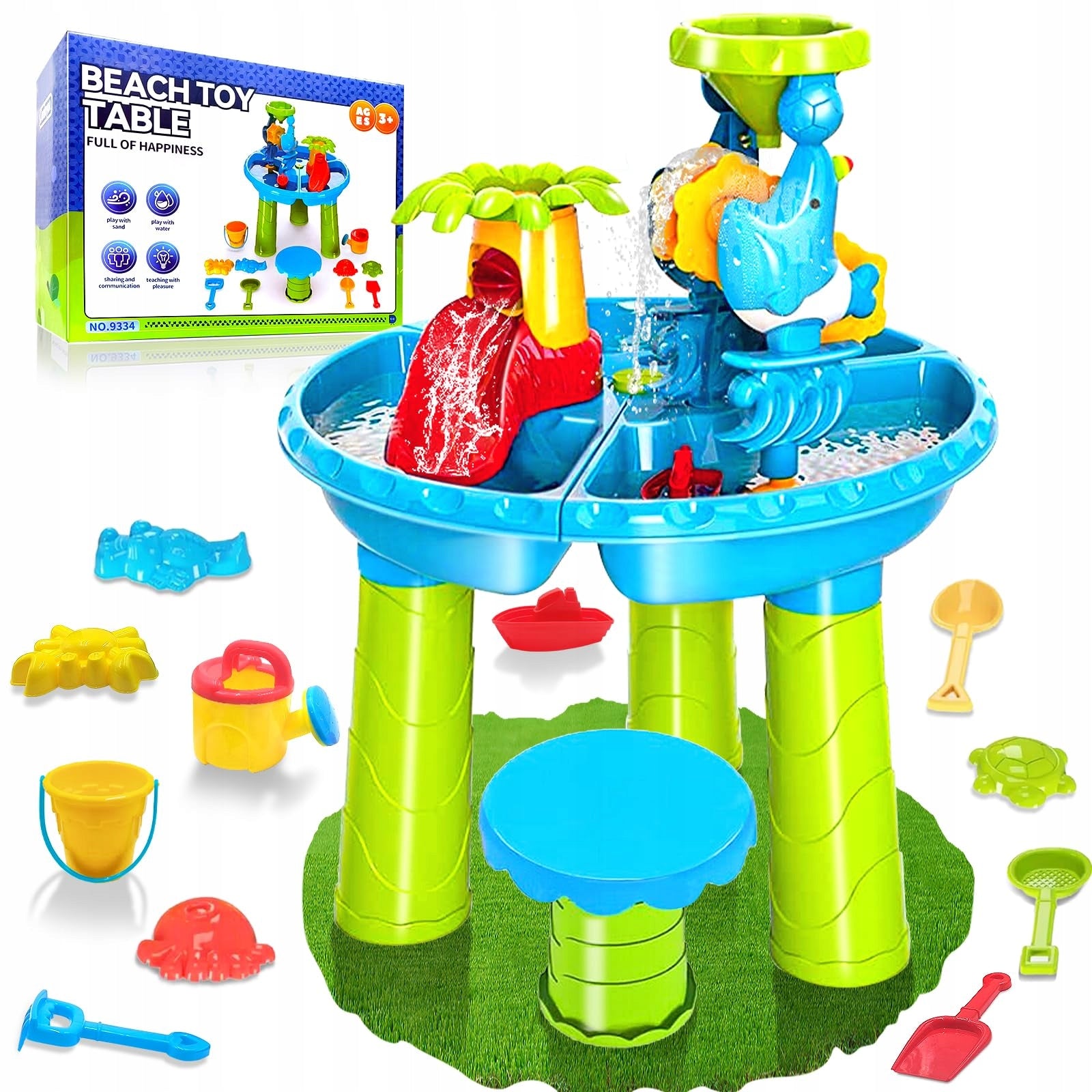 COLORFUL WATER TABLE SANDBOX BEACH FUN CHILD SUMMER +ACCESSORIES