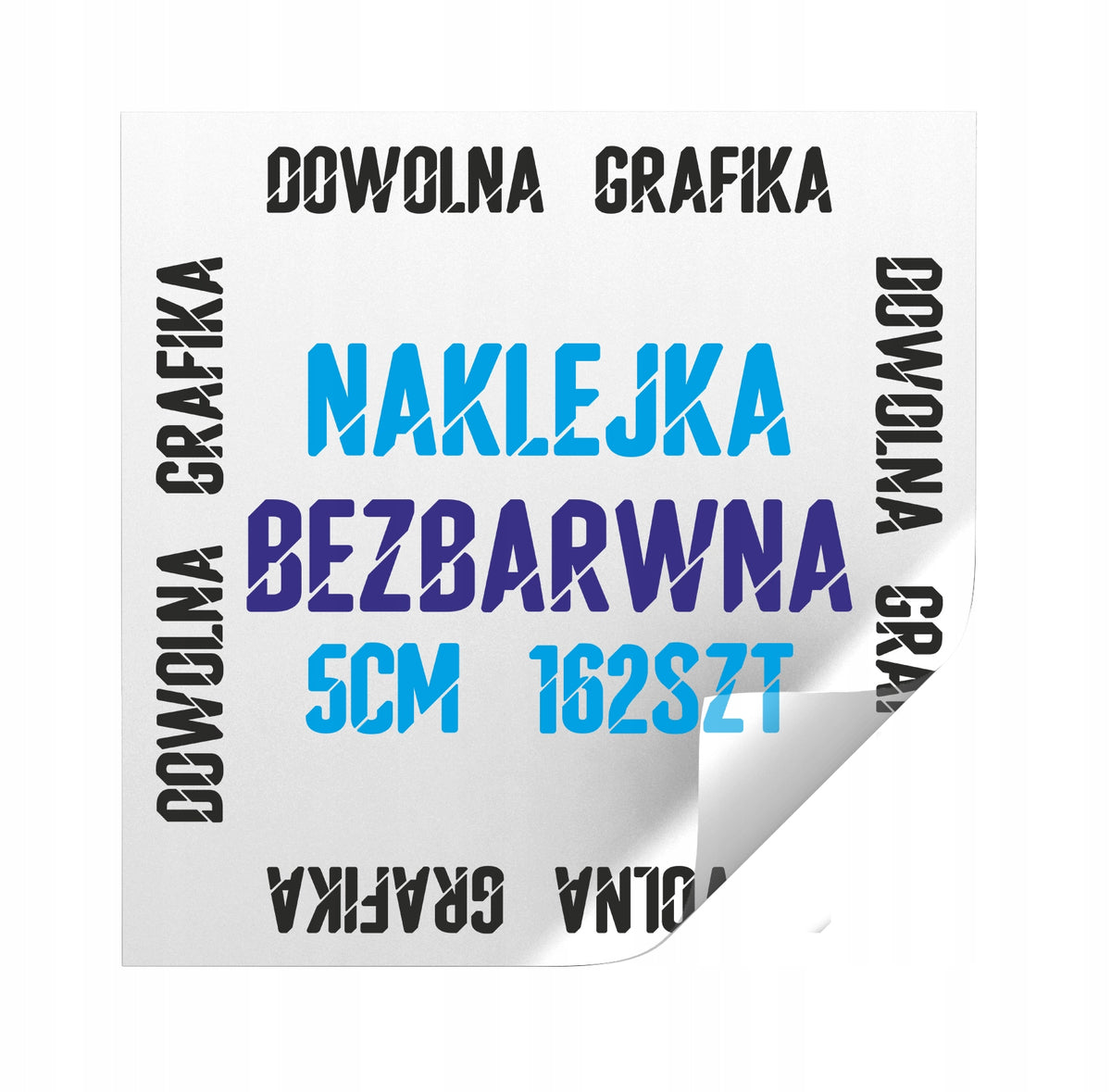 COLORLESS LABEL STICKERS WITH ADVERTISING SQUARE LOGO 5CM 162PCS