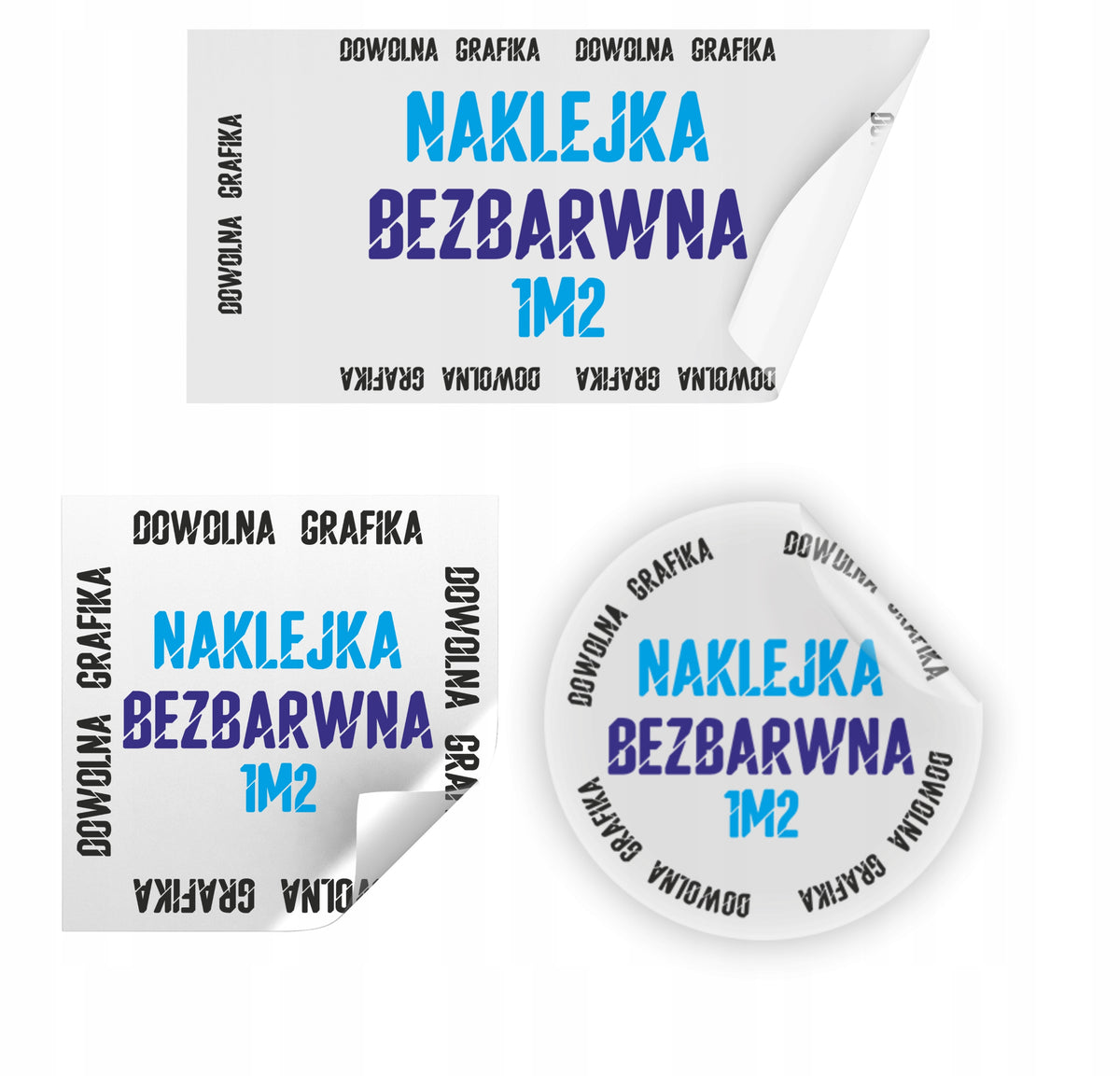 COLORLESS LABEL STICKERS WITH LOGO ANY ADVERTISING SHAPE 1M2