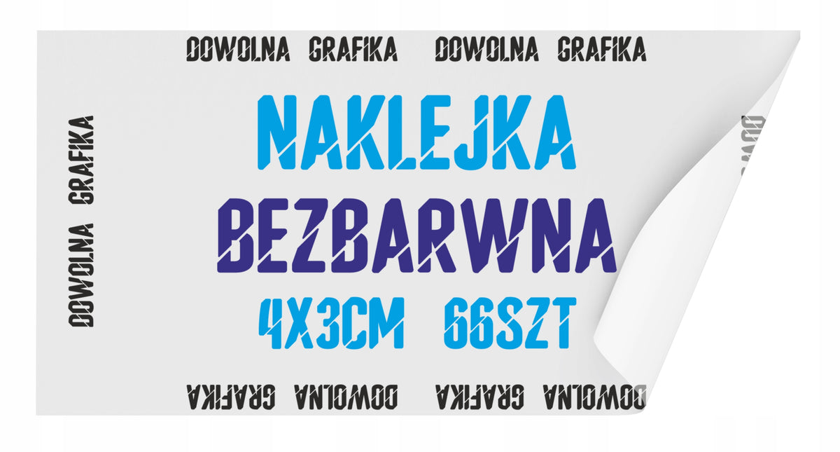 COLORLESS LABEL STICKERS WITH LOGO RECTANGULAR ADVERTISING 4X3CM 66PCS