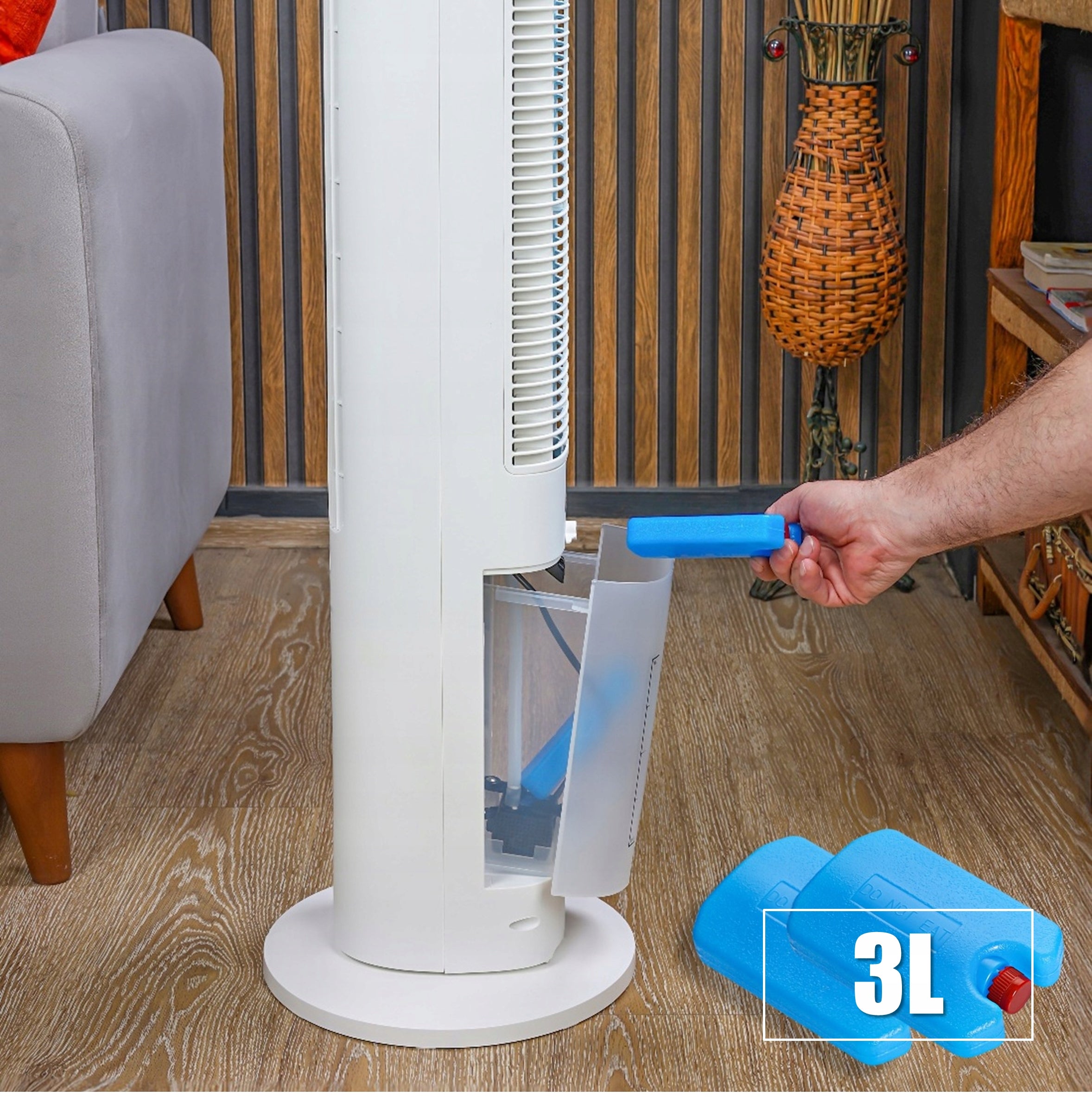 COLUMN FAN COOLING HUMIDIFICATION AROMOTHERAPY XXL LED REMOTE CONTROL 60W Functions automatic oscillation timer