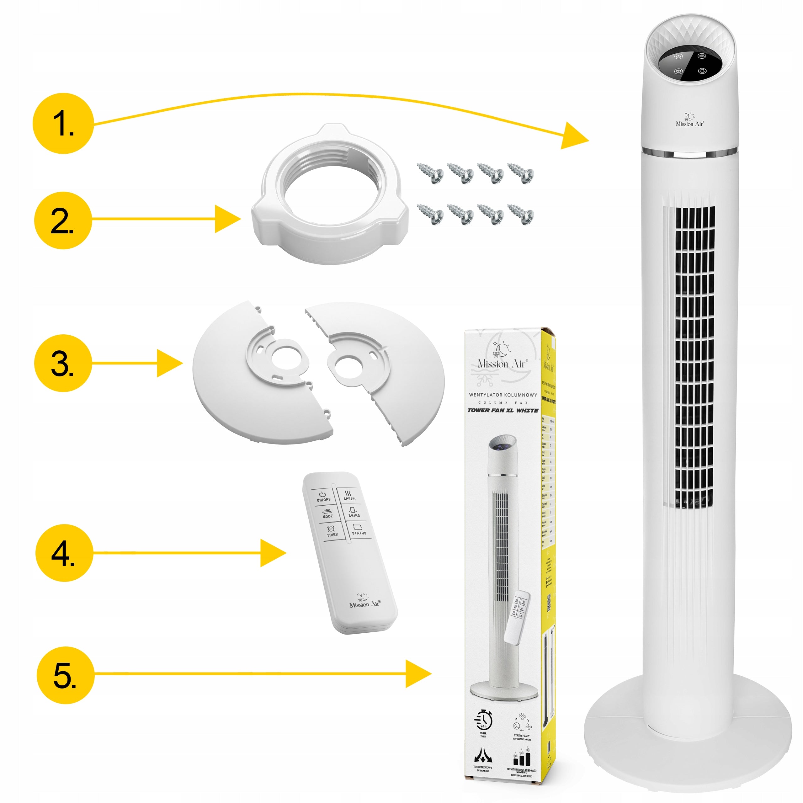 COLUMN FAN Floor Standing Fan High TOWER FAN XL White Dominant color white