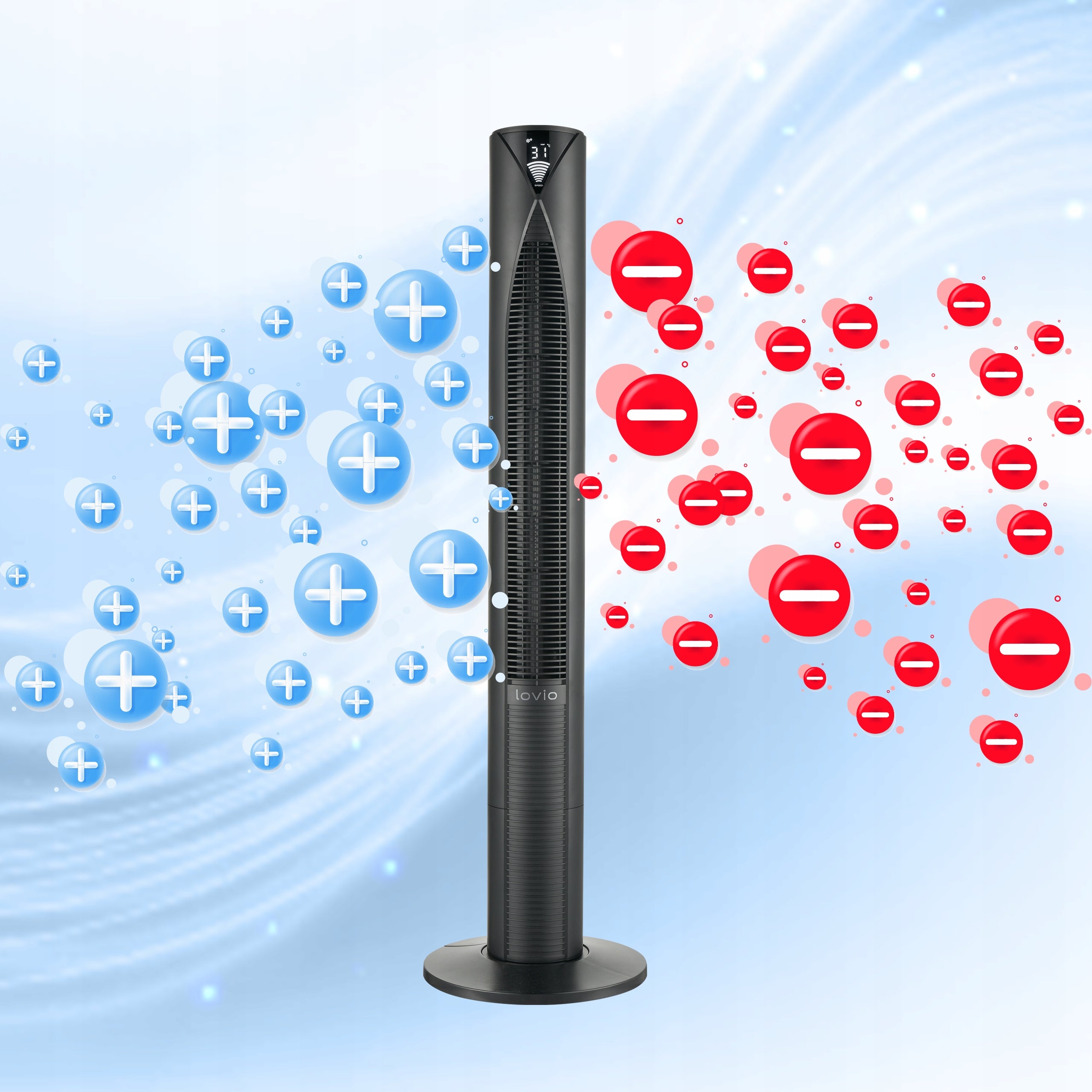 COLUMN FAN Floor Standing Fan QUIET WITH REMOTE CONTROL WiFi 118 cm Model Wentylator kolumnowy podłogowy z WiFi Lovio