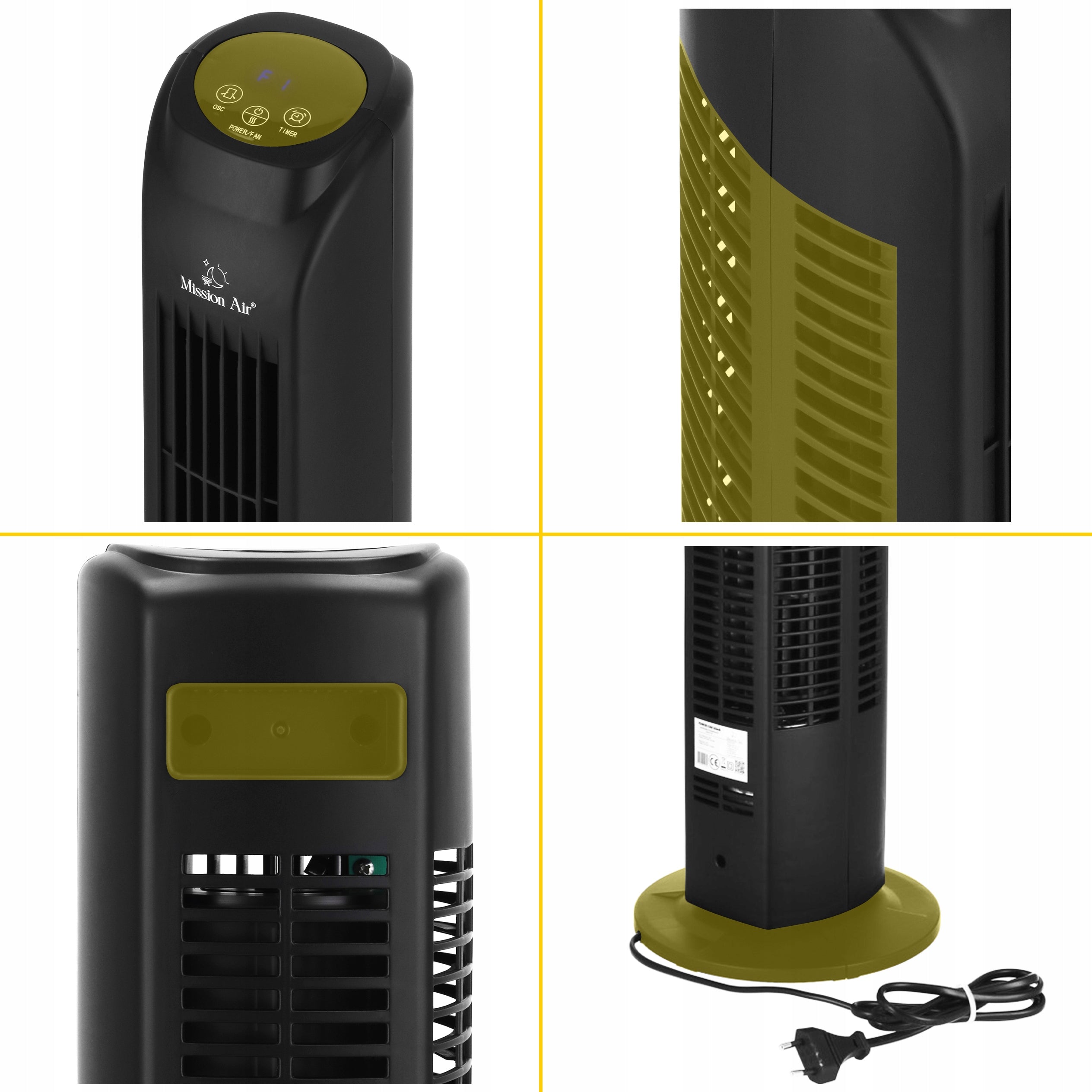COLUMN FAN Floor Standing Fan Quiet Swing TOWER FAN black Manufacturer code Wentylator kolumnowy TOWER FAN Black 45W