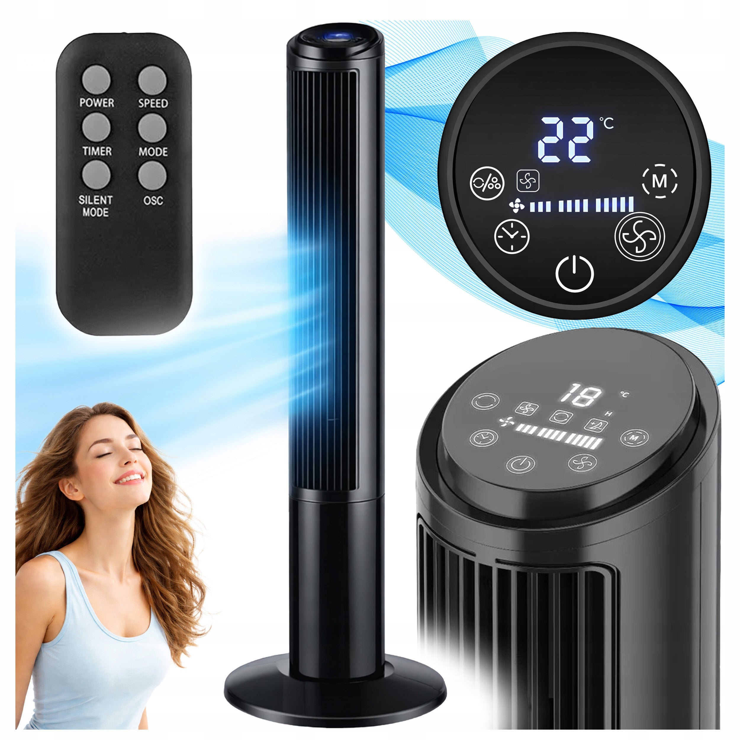 COLUMN FAN IONIZATION RANGE QUIET Floor Windmill Standing 102cm