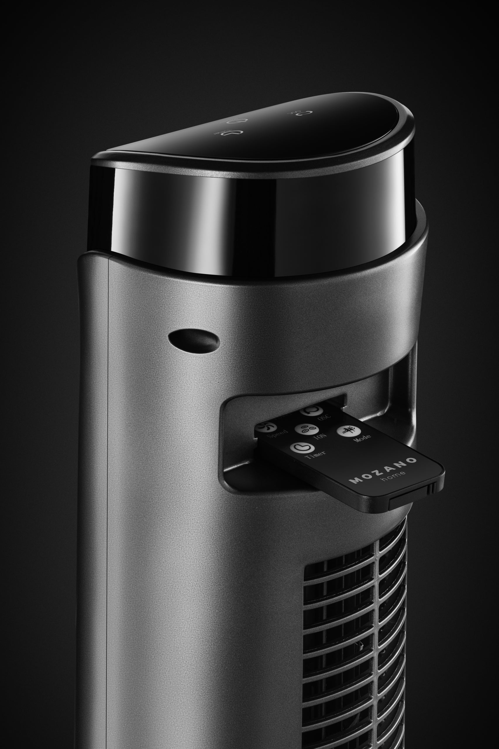 COLUMN FAN QUIET XXL STANDING FAN WiFi REMOTE CONTROL ION AROMA OIL Dominant color silver/gray