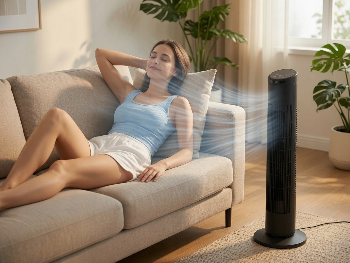 COLUMN FAN STANDING FLOOR FAN ADJUSTABLE QUIET AND POWERFUL 50W Packaging status original