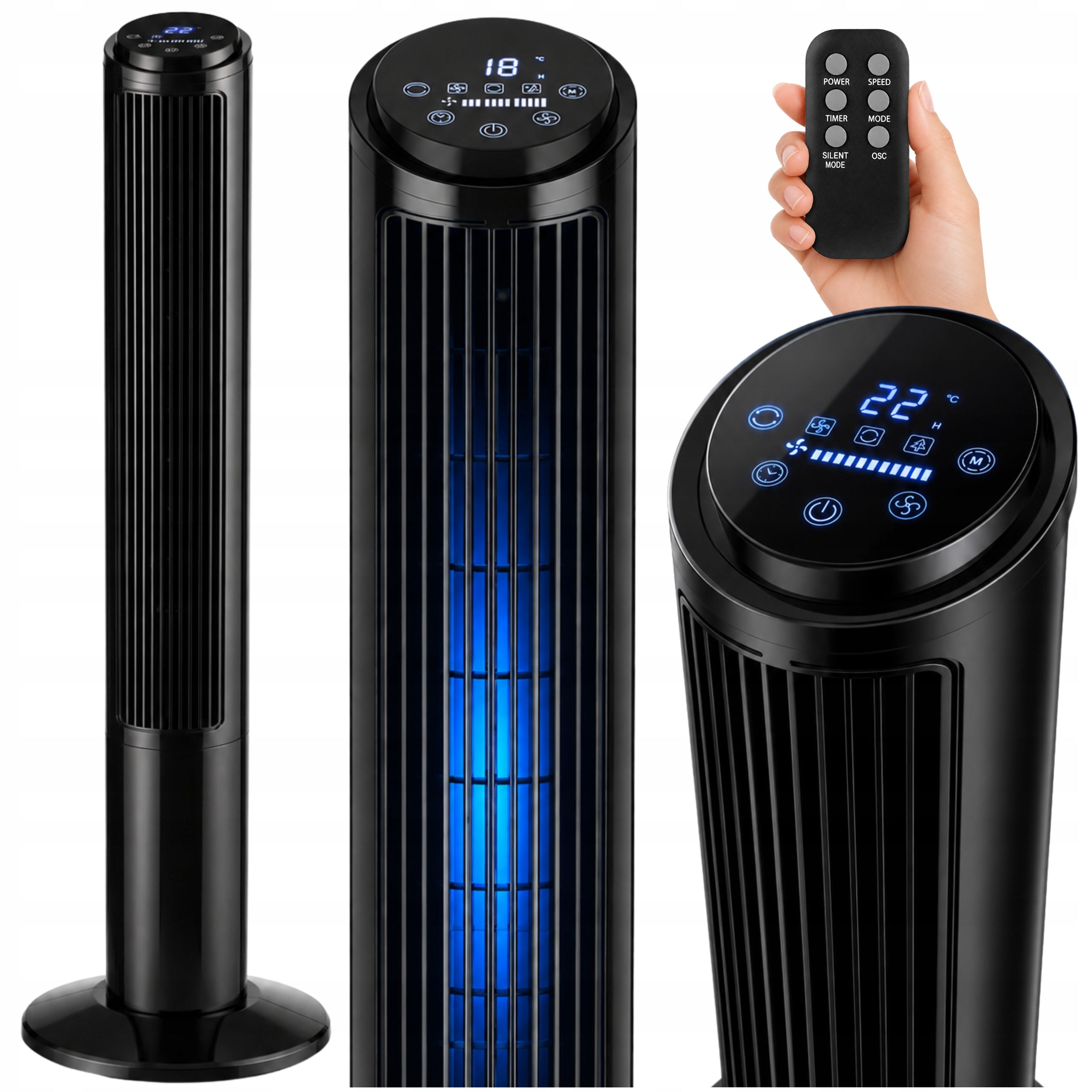 COLUMN FAN STANDING IONIZATION QUIET POWERFUL PREMIUM FAN + REMOTE CONTROL