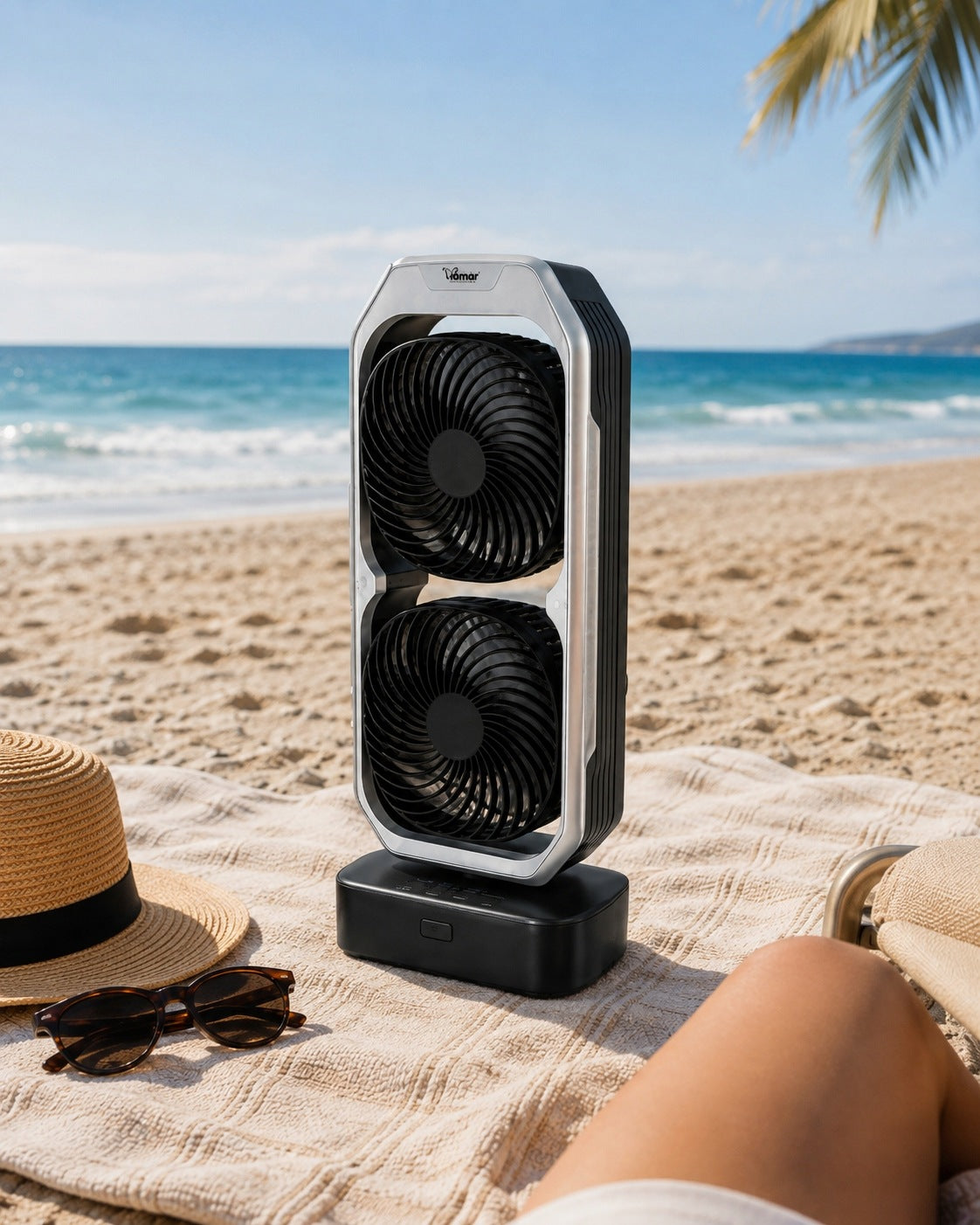 COLUMN FAN USB RECHARGEABLE 2 WINDMILLS REMOTE CONTROL OSCILLATION TIMER Manufacturer code VTR 2