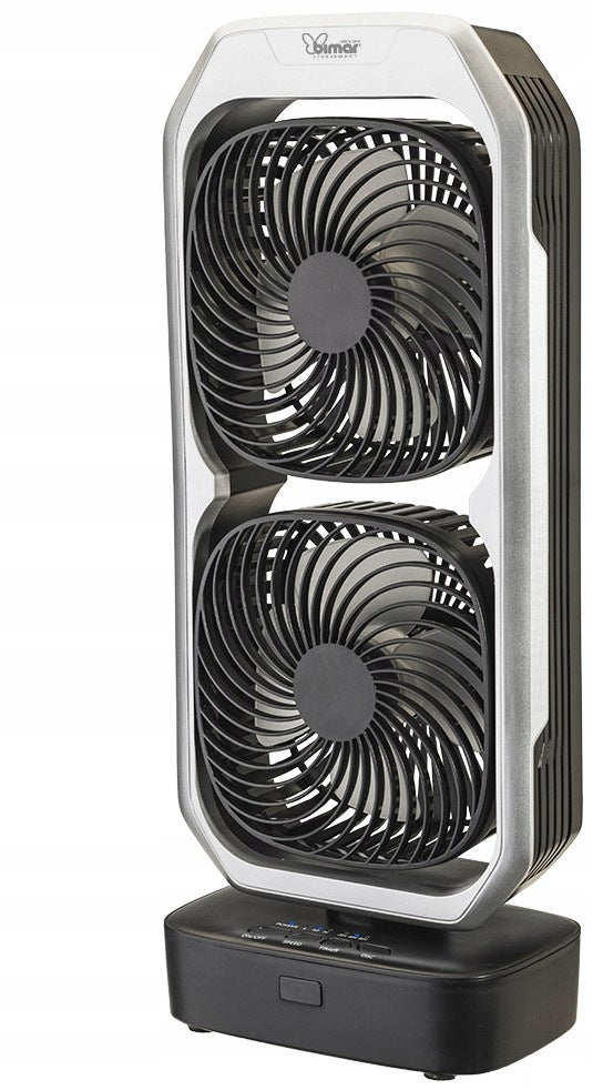COLUMN FAN USB RECHARGEABLE 2 WINDMILLS REMOTE CONTROL OSCILLATION TIMER