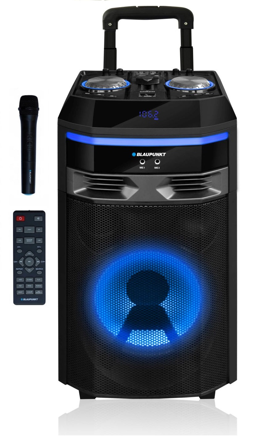 COLUMN POWER AUDIO KARAOKE MICROPHONE BLAUPUNKT PS6 LED MICROPHONE + REMOTE CONTROL Packaging status original