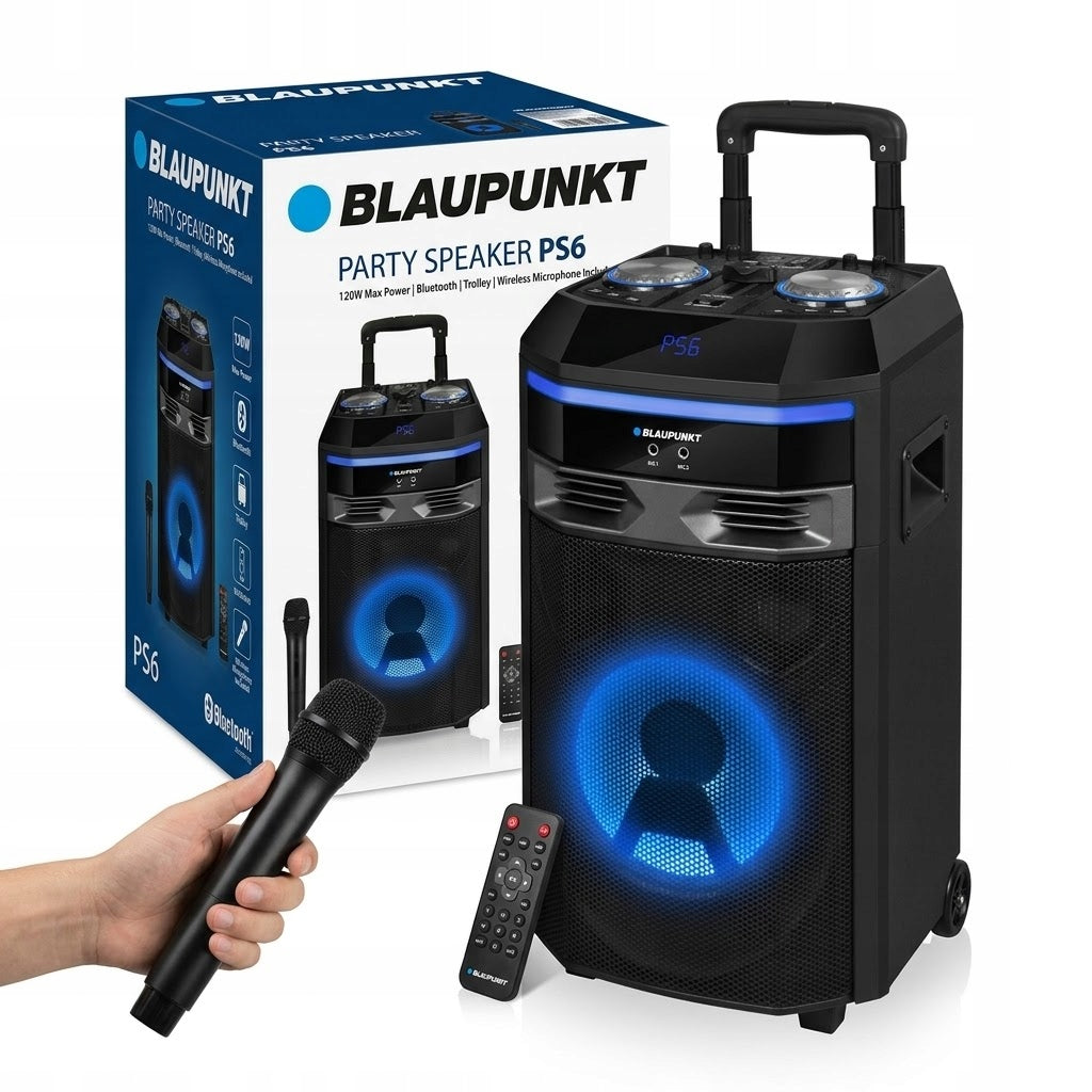 COLUMN POWER AUDIO KARAOKE MICROPHONE BLAUPUNKT PS6 LED MICROPHONE + REMOTE CONTROL