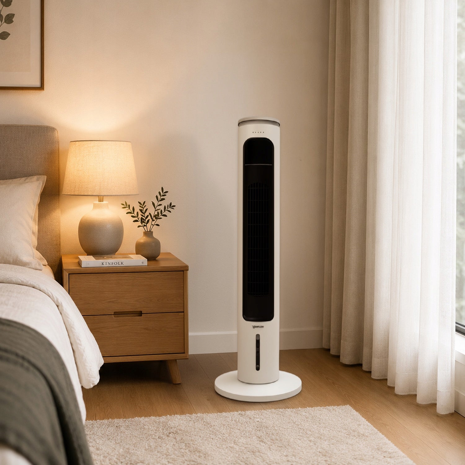 COLUMN WATER AIR CONDITIONER 200W PORTABLE AIR CONDITIONER FAN QUIET + REMOTE CONTROL Dominant color white