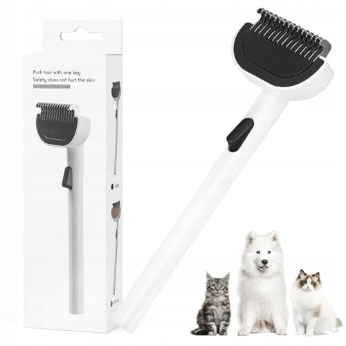 COMB FOR DETANGLING DOG AND CAT HAIR WITH BUTTON Packaging status original