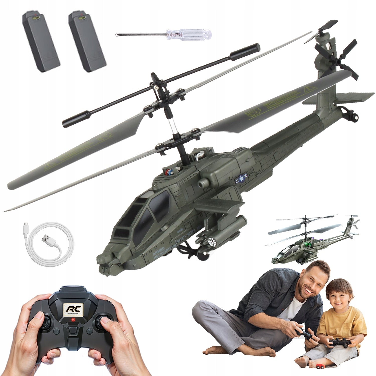 COMBAT HELICOPTER RC 24G DURABLE LED PRECISE CONTROL 2 BATTERIES