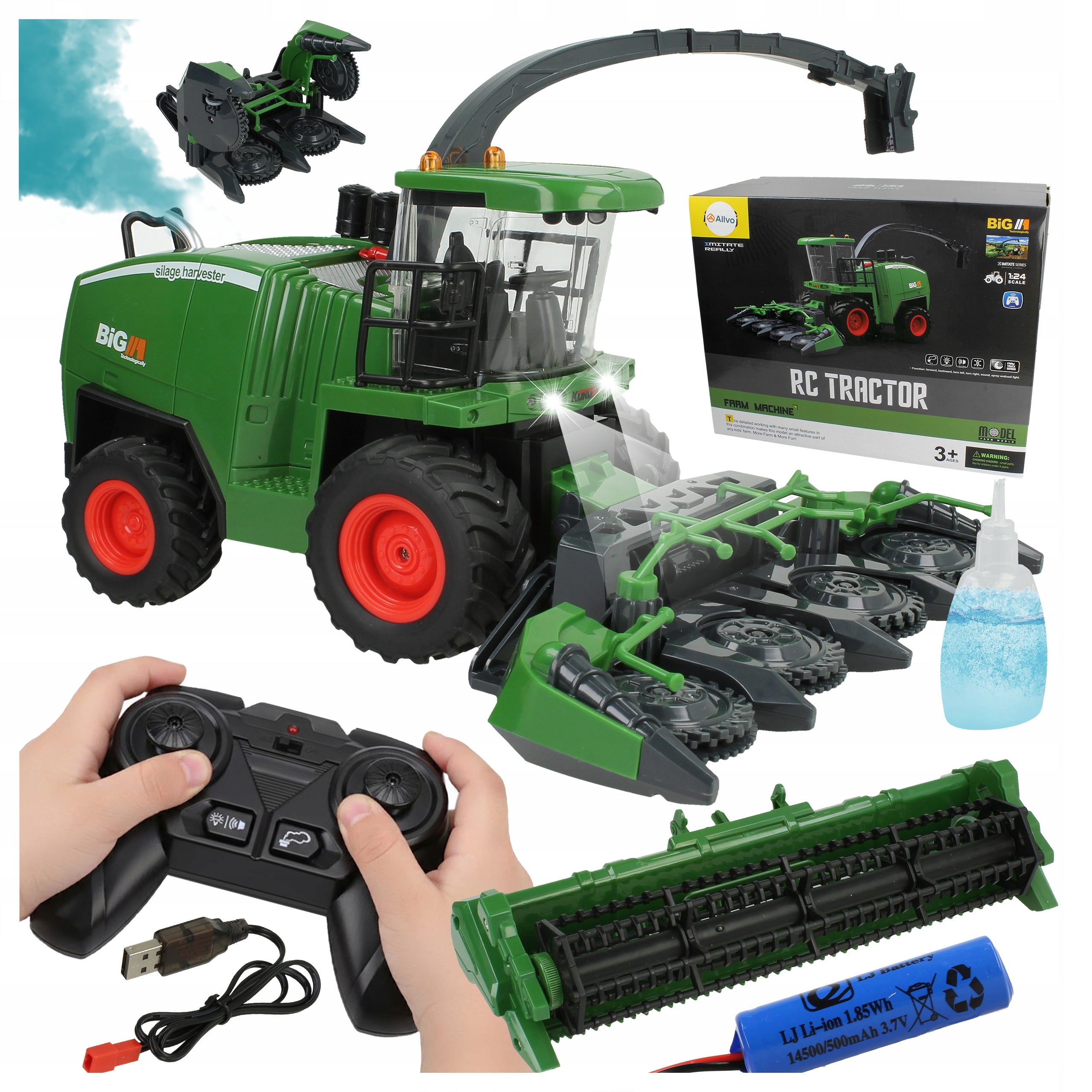 COMBINE HARVESTER REMOTE CONTROLLED REMOTE CONTROL 2X HEADER SMOKE SOUND LED AGRICULTURAL MACHINE Brand Allvo