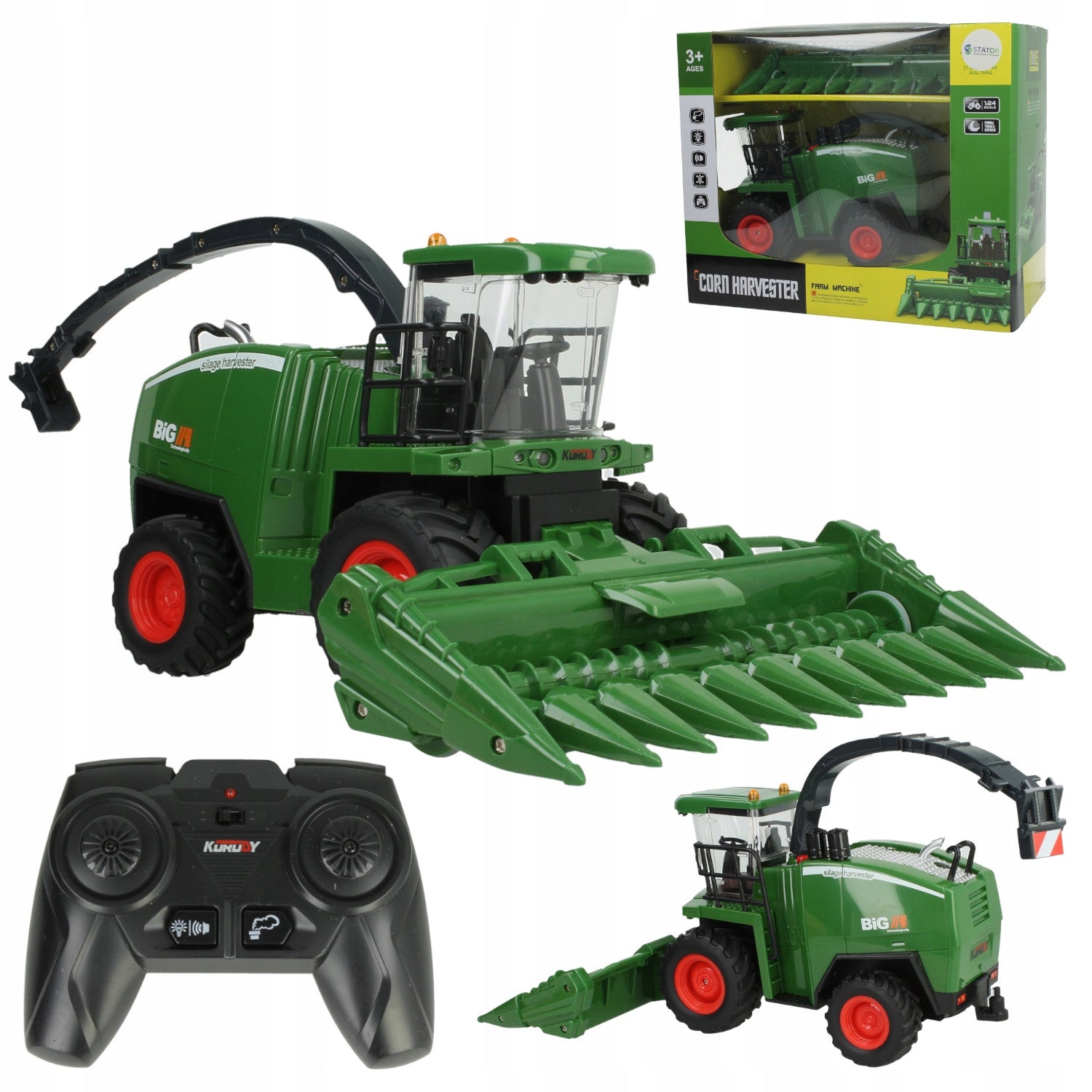 COMBINE HARVESTER REMOTE CONTROLLED REMOTE CONTROL SOUND SMOKE LED GIFT FOR BOY 1:24 Brand Stator