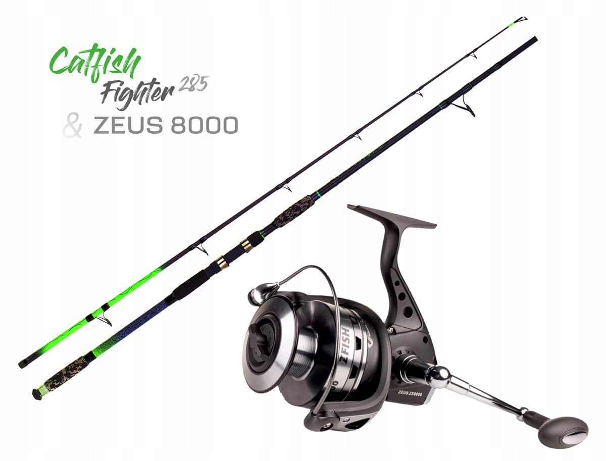 COMBO CATFISH SET - ZFISH ZEUS ZX 8000 - CATFISH FIGHTER 2,85M 100-300G Brand Zfish