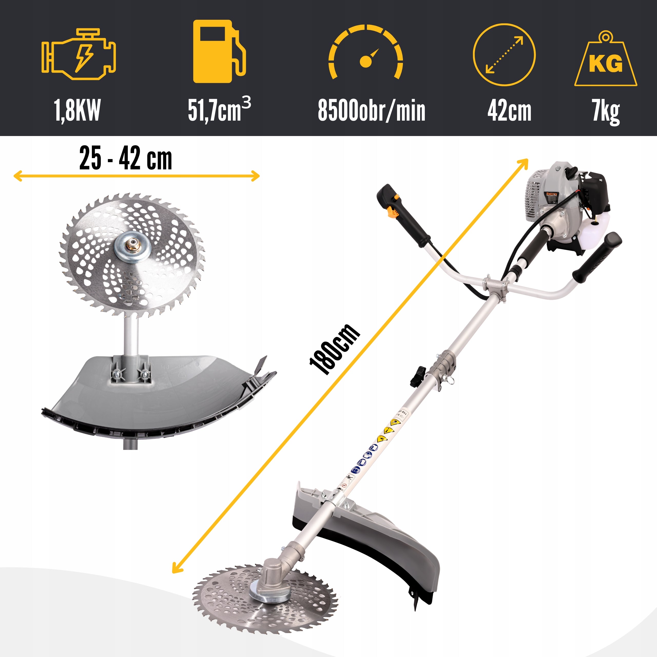 COMBUSTION CUTTER TRIMMER LAWN MOWER 51,7CC BESTEN STRONG Packaging status original