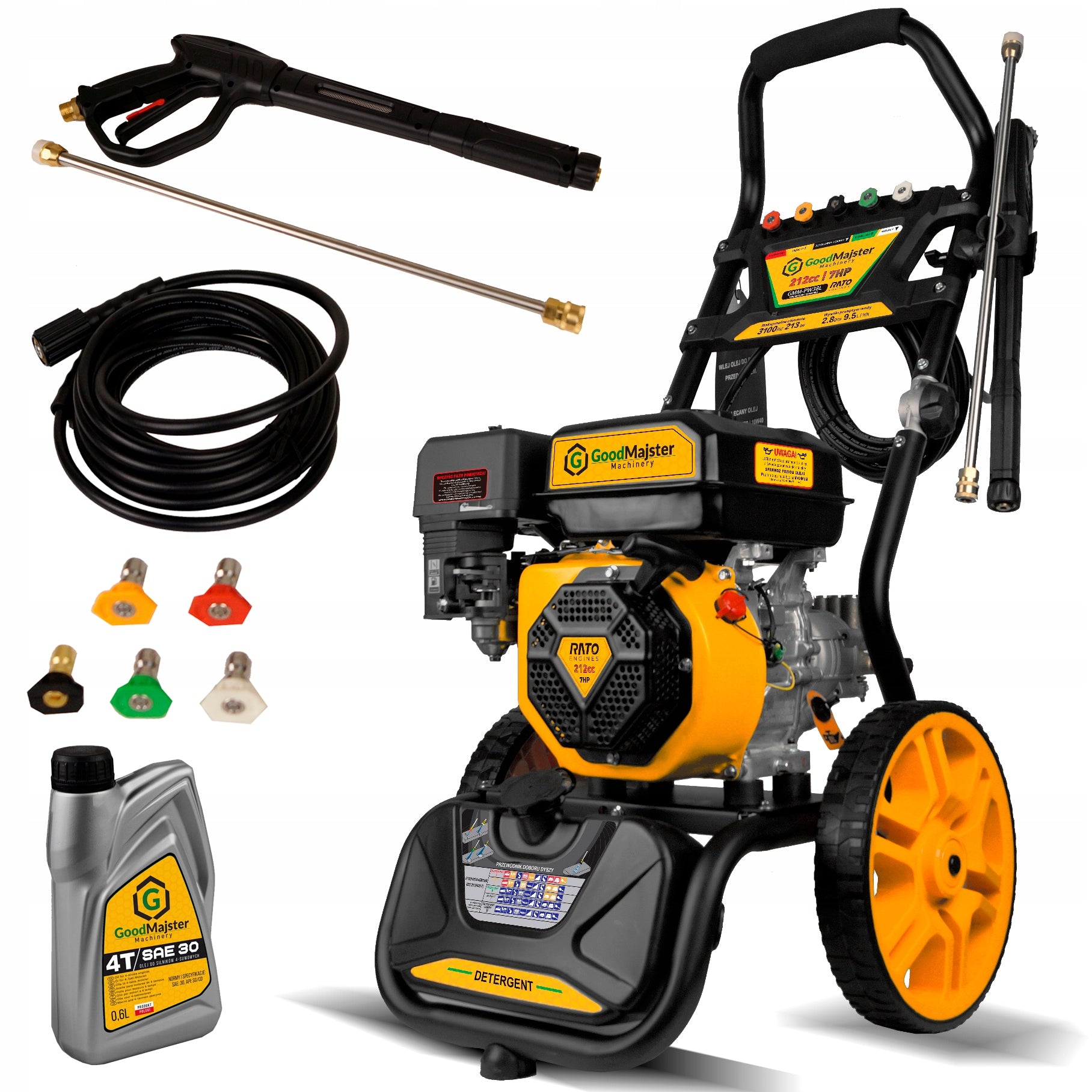 COMBUSTION PRESSURE WASHER 213bar BRASS PUMP 212cc GMM-PW38L + OIL