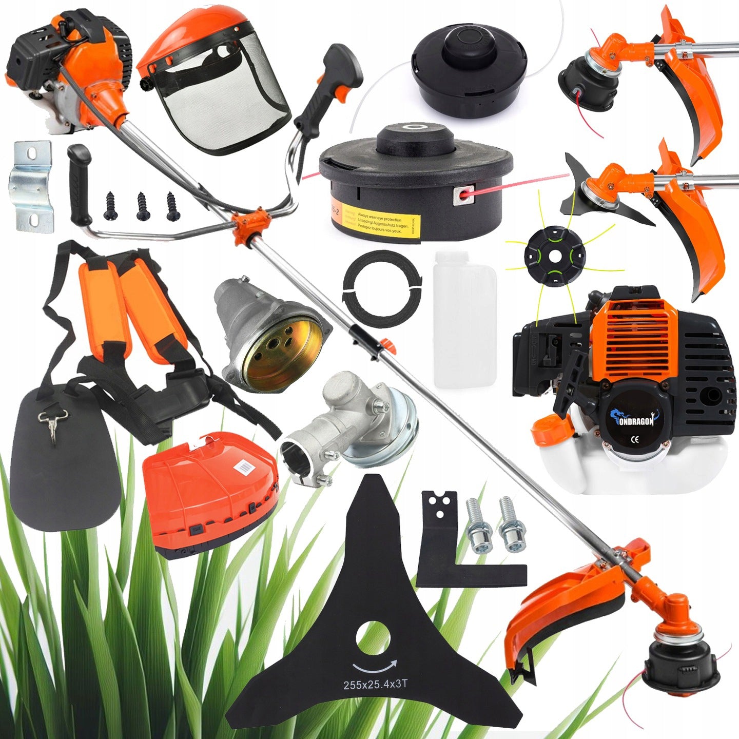 COMBUSTION SCYTHE 7KM TRIMMER MOWER POWER +DISC +HEAD + BRACES +LINE