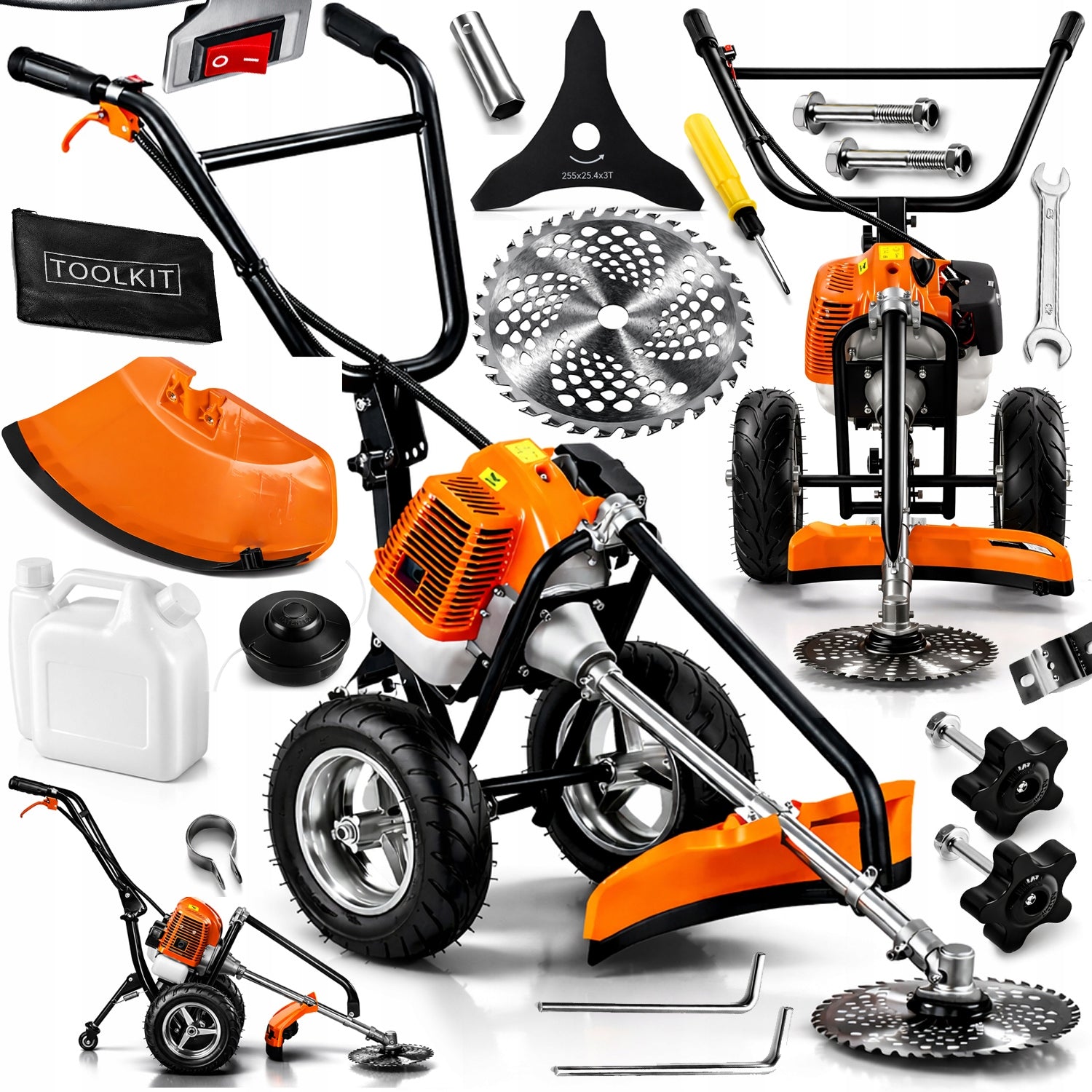 COMBUSTION SCYTHE ON WHEELS MOWER TRIMMER TROLEY BRUSH CUTTER 5,2km STRONG