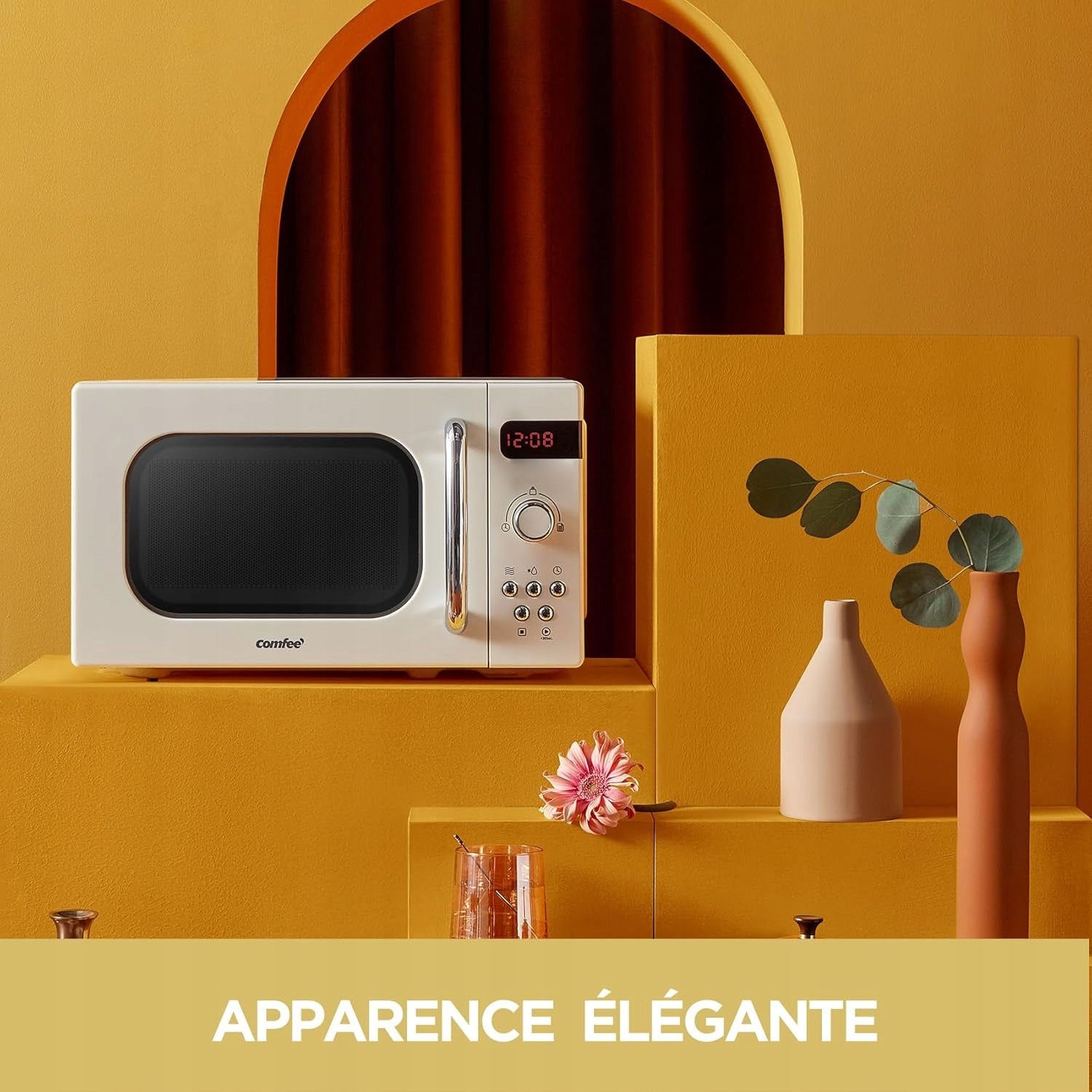 COMFEE' Microwave CMSRO 20DI CR retro 20L 800W cream 8 programs Brand Comfee