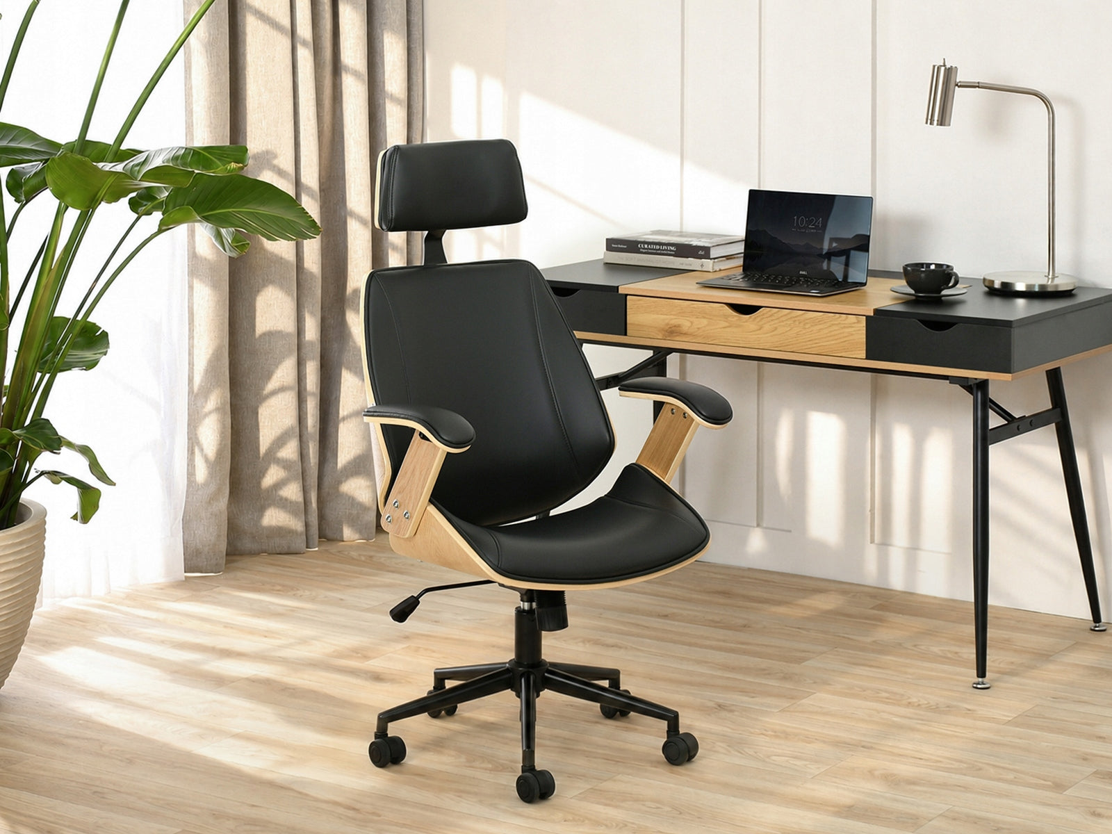 COMFORTABLE ARMCHAIR FOR OFFICE FRANK OAK BLACK BEST QUALITY STRONG WHEELS Brand Mebel-Partner