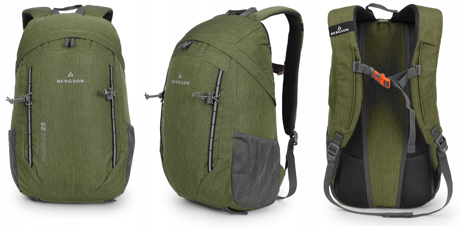 COMFORTABLE BACKPACK BERGSON VESTFOLD 25L | LIGHT VENTILATED | GREEN Manufacturer code WYGODNY PLECAK BERGSON VESTFOLD