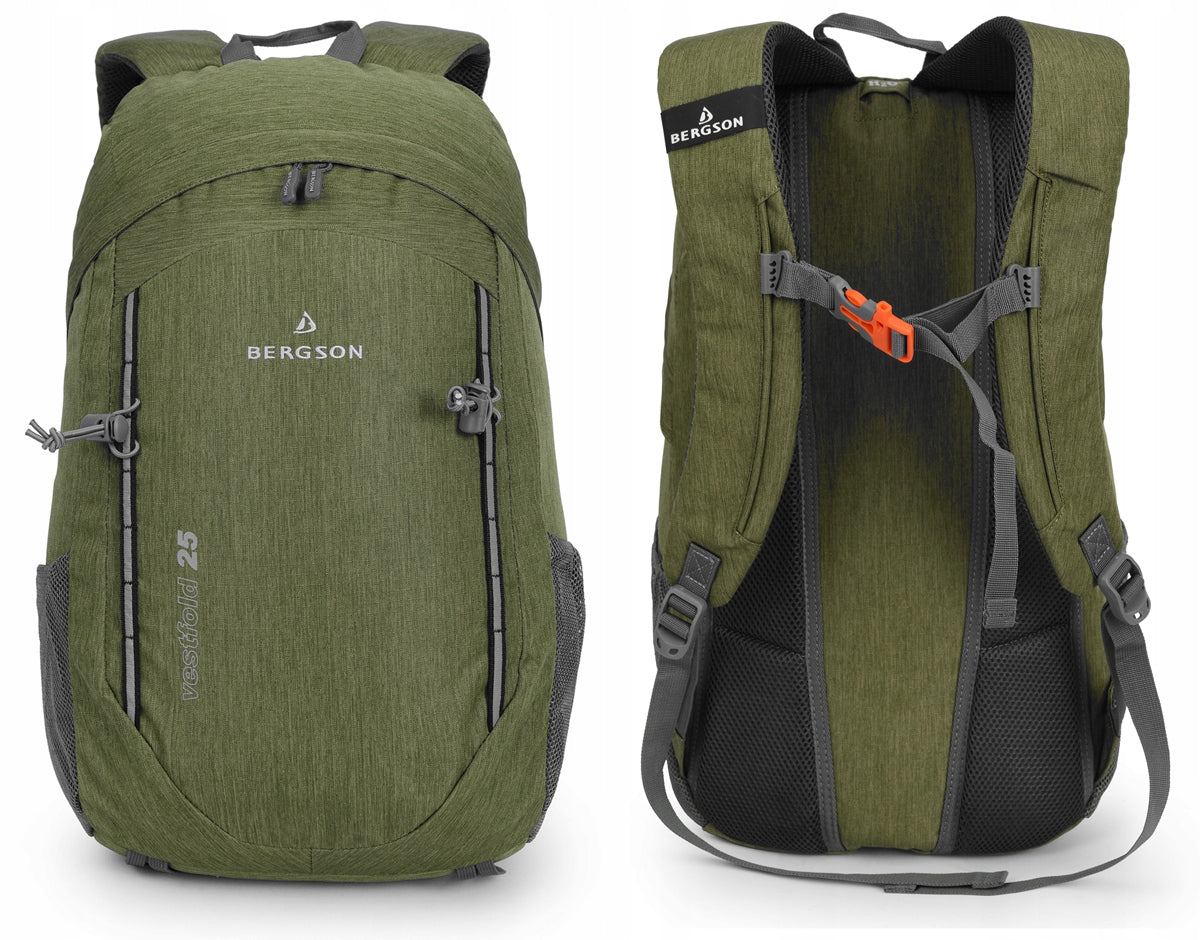 COMFORTABLE BACKPACK BERGSON VESTFOLD 25L | LIGHT VENTILATED | GREEN
