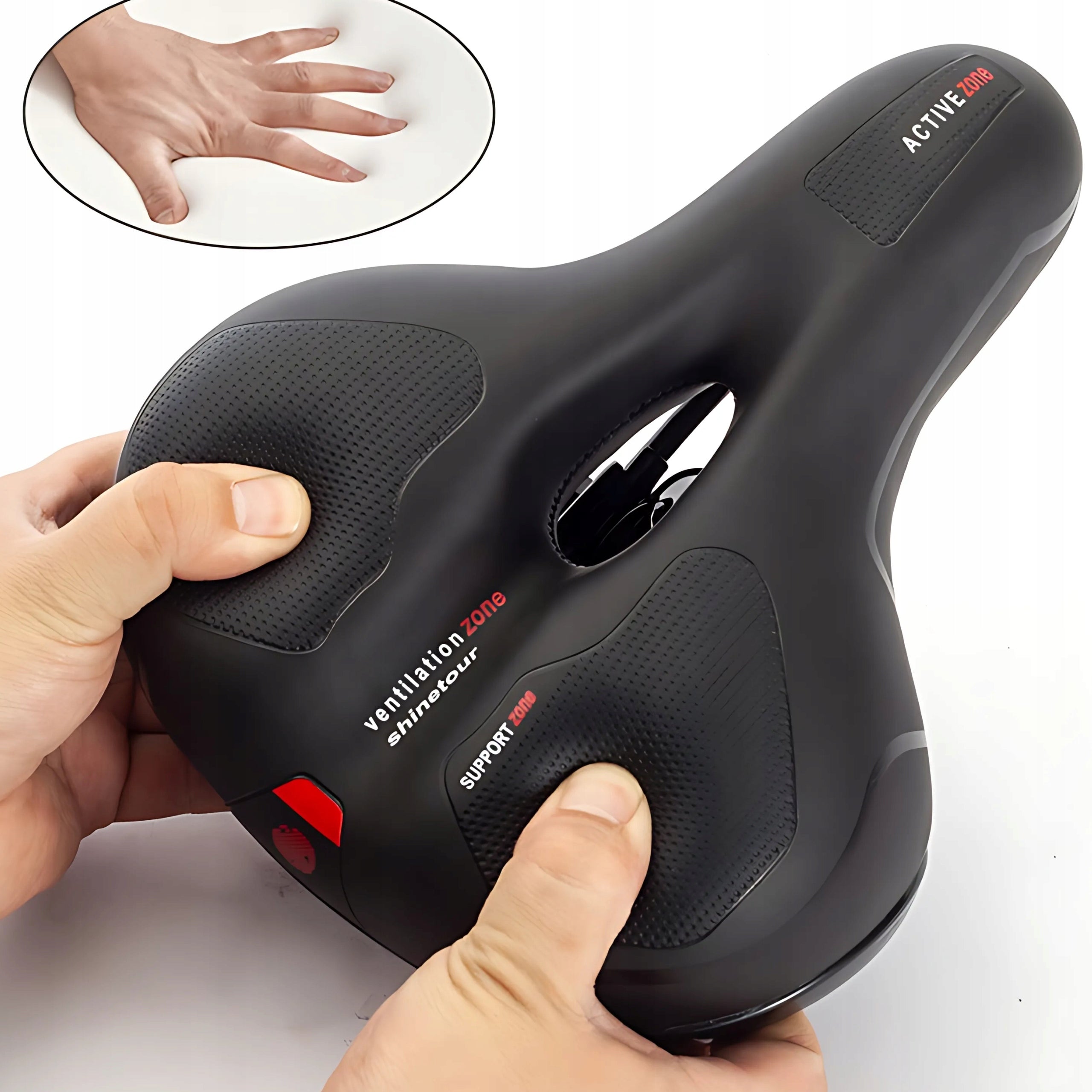 COMFORTABLE BICYCLE SADDLE SOFT SPORTS LARGE SADDLE FOR BIKE SEAT Model MIĘKKIE SIODŁO ROWEROWA AMORTYZACJA WENTYLACJA