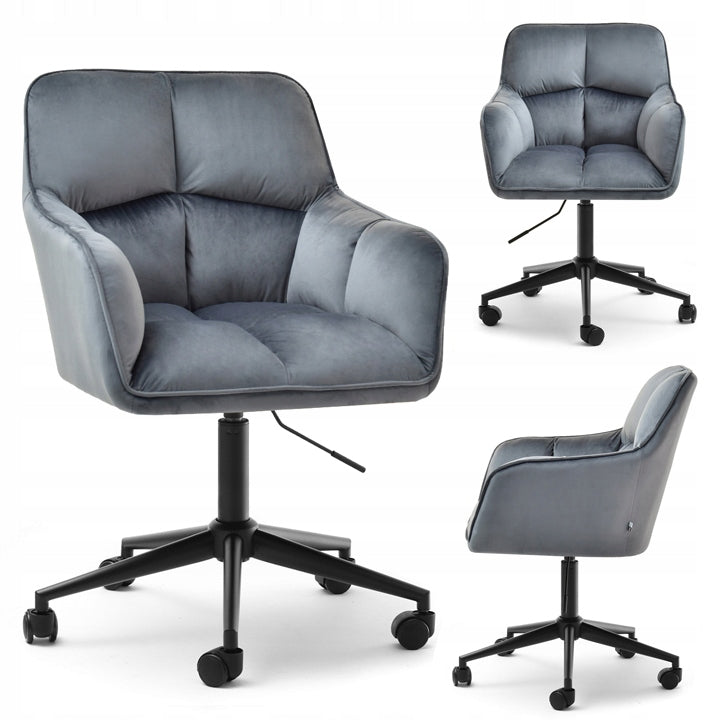COMFORTABLE BUCKET OFFICE CHAIR WITH ADJUSTABLE ISLA GRAPHITE DARK GREY VELUR