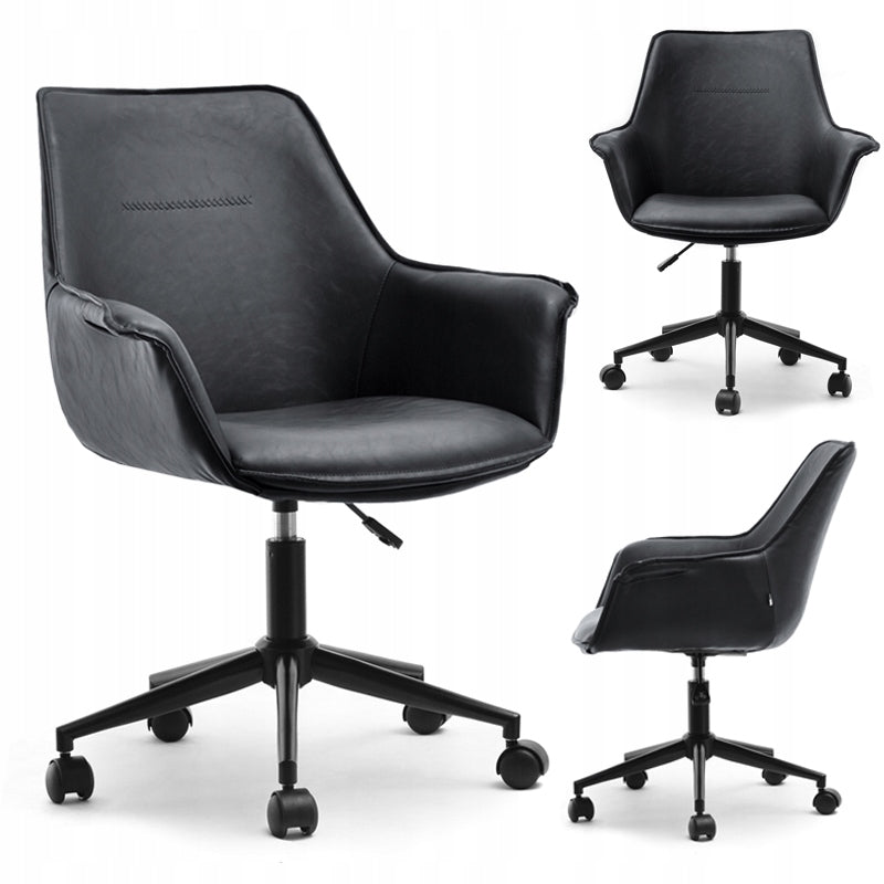 COMFORTABLE DESK CHAIR WITH ECO-LEATHER OMAR ON A BLACK BASE WITH FEATURES