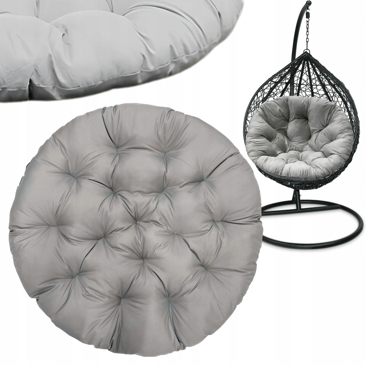 COMFORTABLE GARDEN CUSHION FOR SWING STORK NEST WATERPROOF GREY