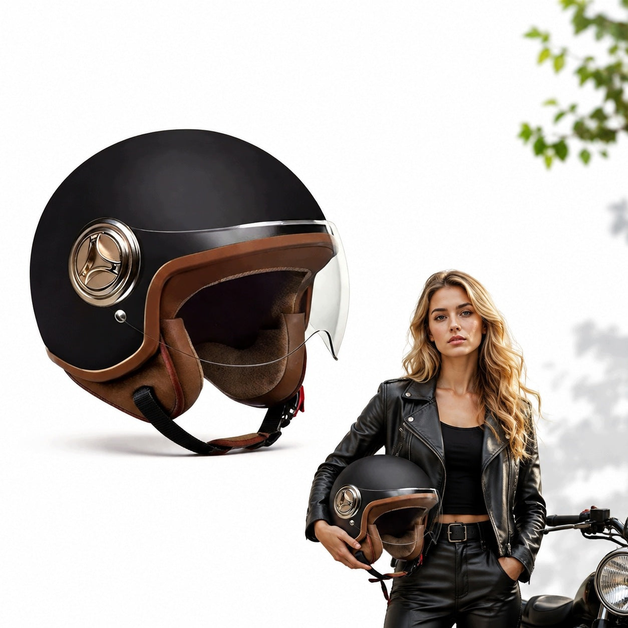 COMFORTABLE RETRO OPEN HELMET FOR ADULTS, SAFE RIDING
