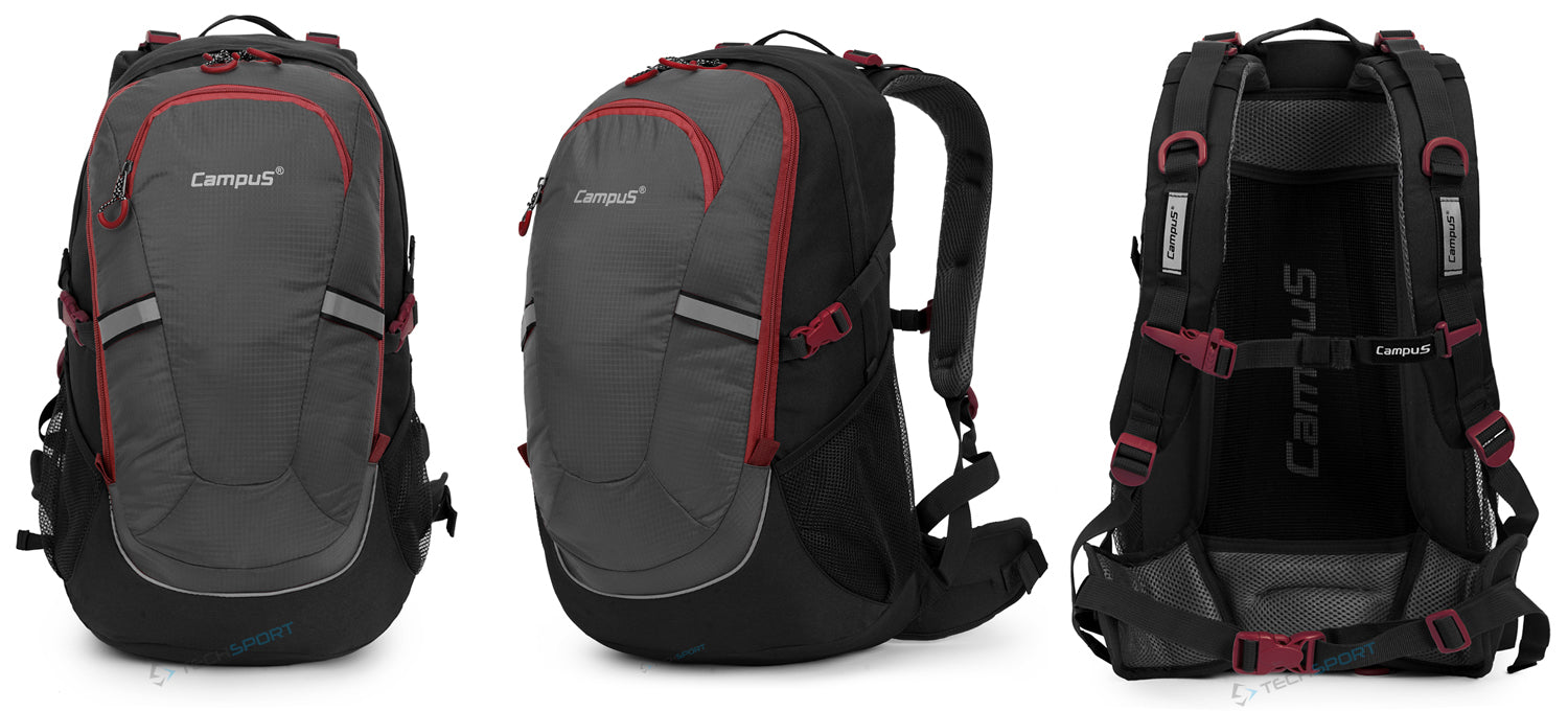 COMFORTABLE ROOMY SCHOOL BACKPACK CAMPUS HORTON | 45L | GREY-RED Manufacturer code 4511149229956