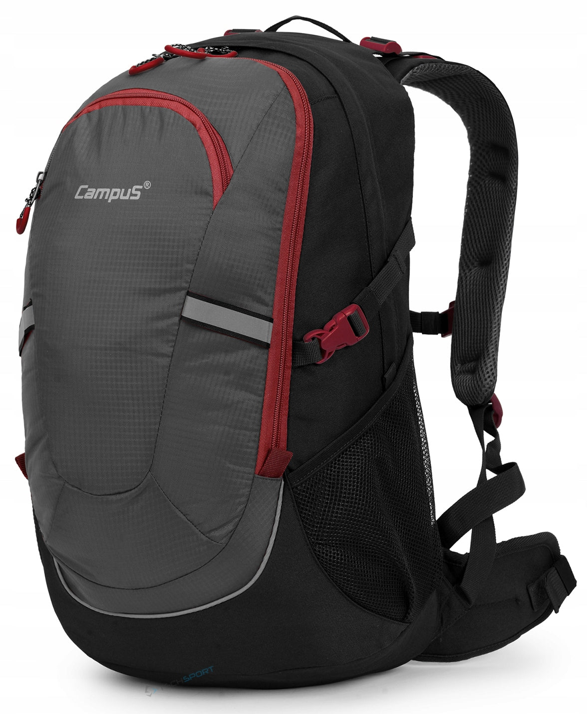 COMFORTABLE ROOMY SCHOOL BACKPACK CAMPUS HORTON | 45L | GREY-RED Packaging status original