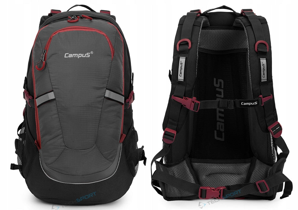 COMFORTABLE ROOMY SCHOOL BACKPACK CAMPUS HORTON | 45L | GREY-RED