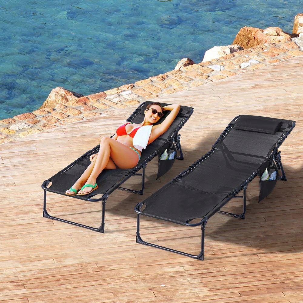 COMFORTABLE STRONG BEACH LOUNGER RECLINER WITH PILLOW OPENING Frame material steel