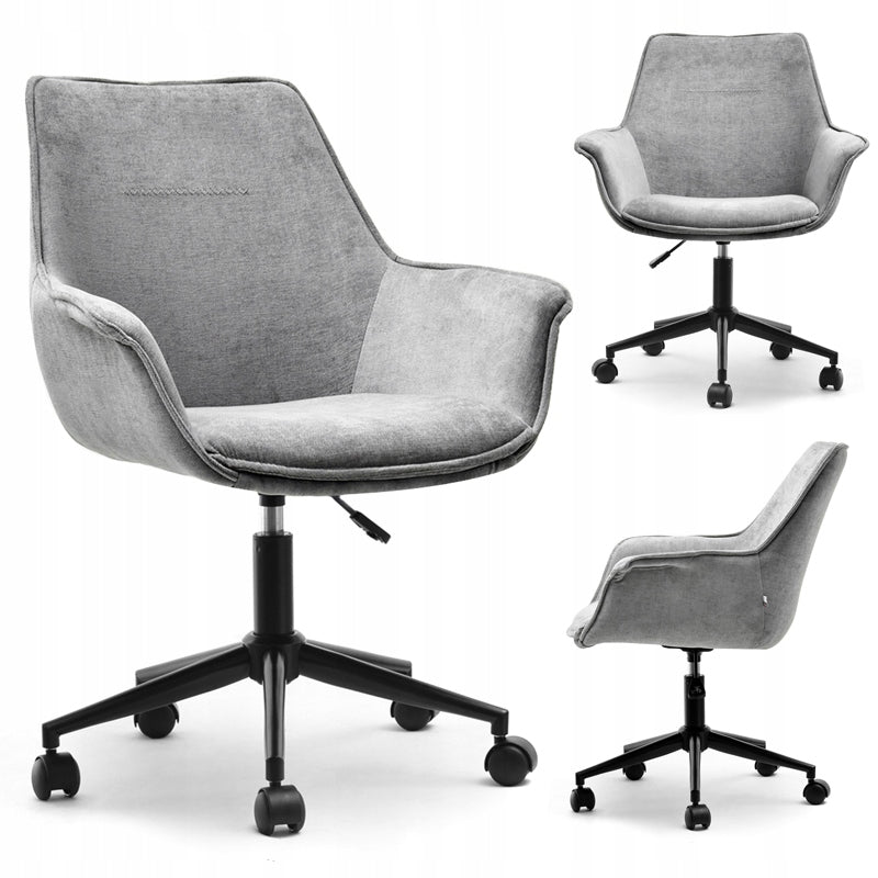 COMFORTABLE UPHOLSTERED ARMCHAIR FOR OFFICE WORK OMAR FABRIC GREY PODST BLACK