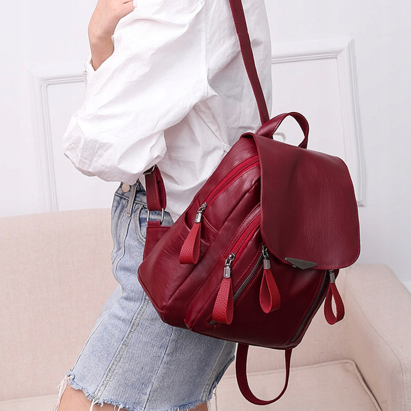 COMFORTABLE URBAN LEATHER BACKPACK WOMEN'S ELEGANT RED HANDBAG Brand no brand