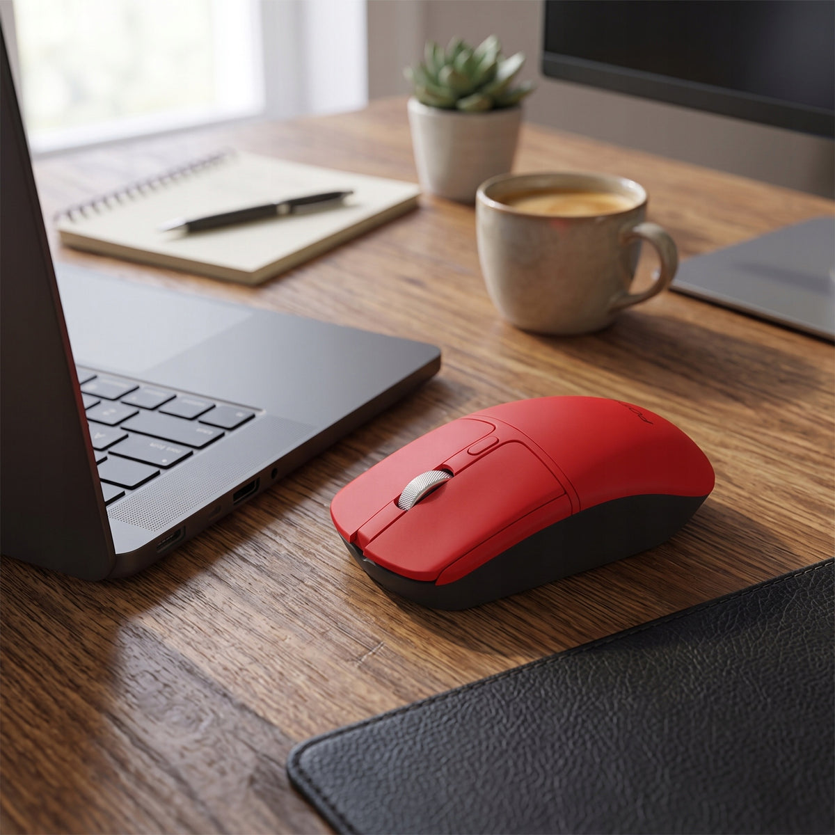 COMFORTABLE WIRELESS MATTE COMPUTER MOUSE IN RED Interface USB (Radio 2.4 GHz) Bluetooth