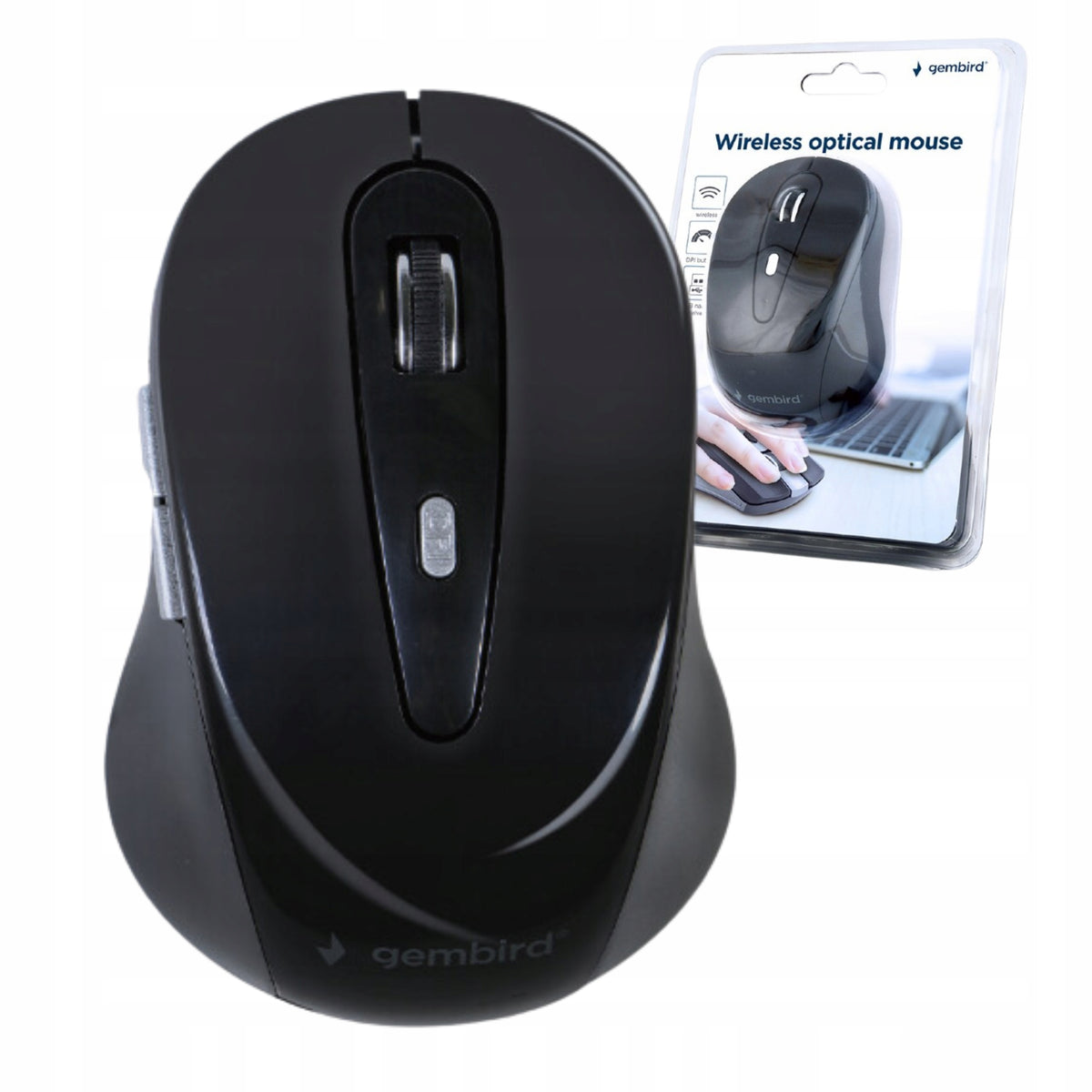 COMFORTABLE WIRELESS OPTICAL MOUSE FOR COMPUTER USB 1600 DPI BLACK