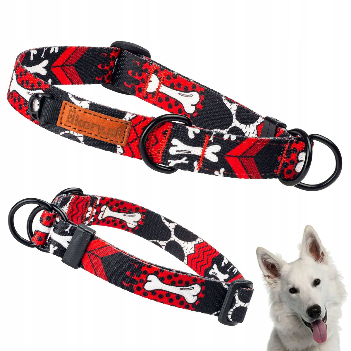 COMFORTABLE semi-clamp collar for small dog terrier 26-34 cm Ukory bones