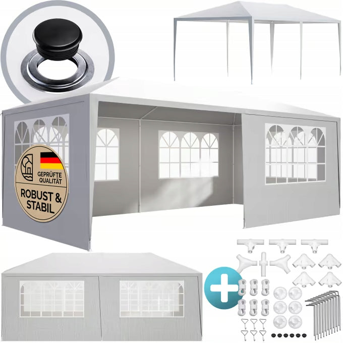 COMMERCIAL GARDEN PAVILION 3X6 TENT GAZEBO WHITE 6 WALLS Packaging status original