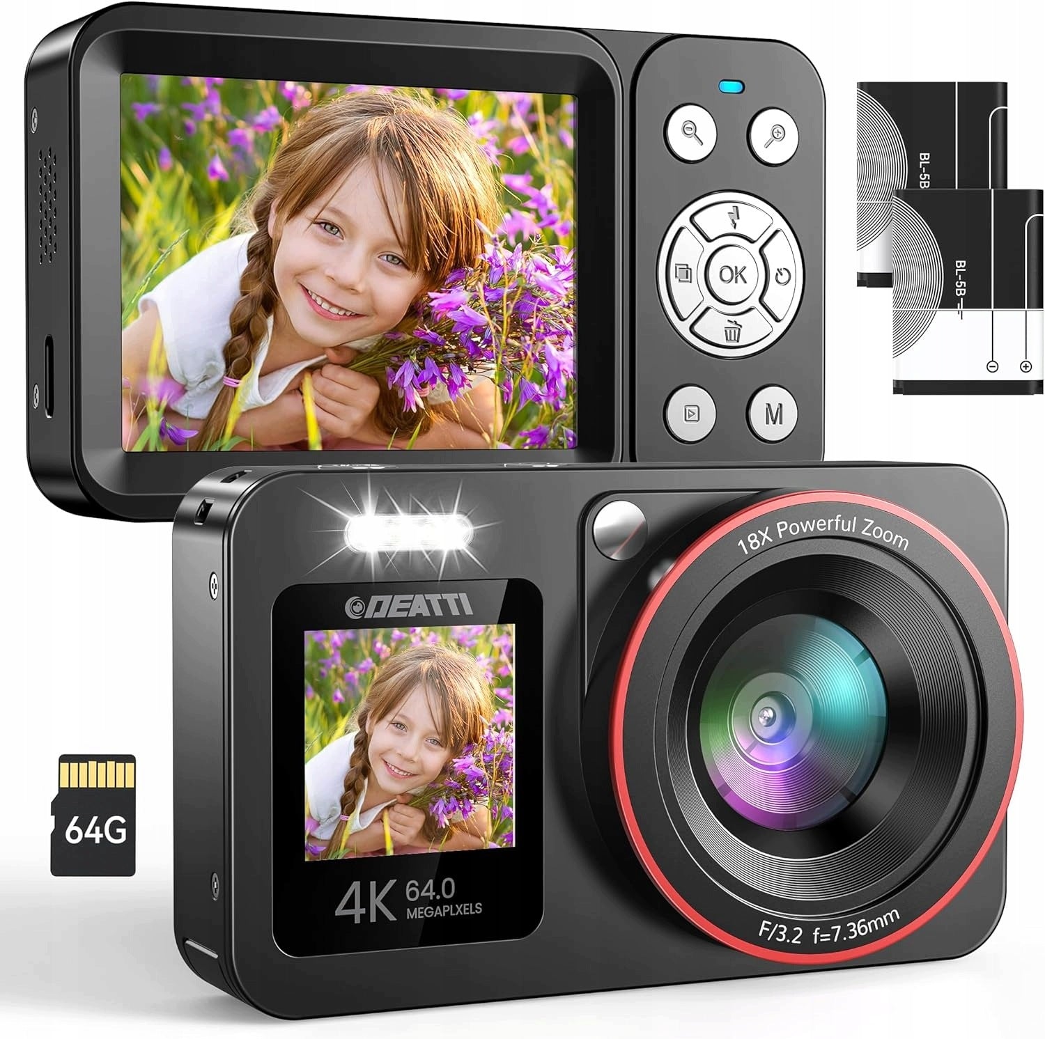 COMPACT 4K 64MP DIGITAL CAMERA WITH 18X DIGITAL ZOOM Polish Brand no brand